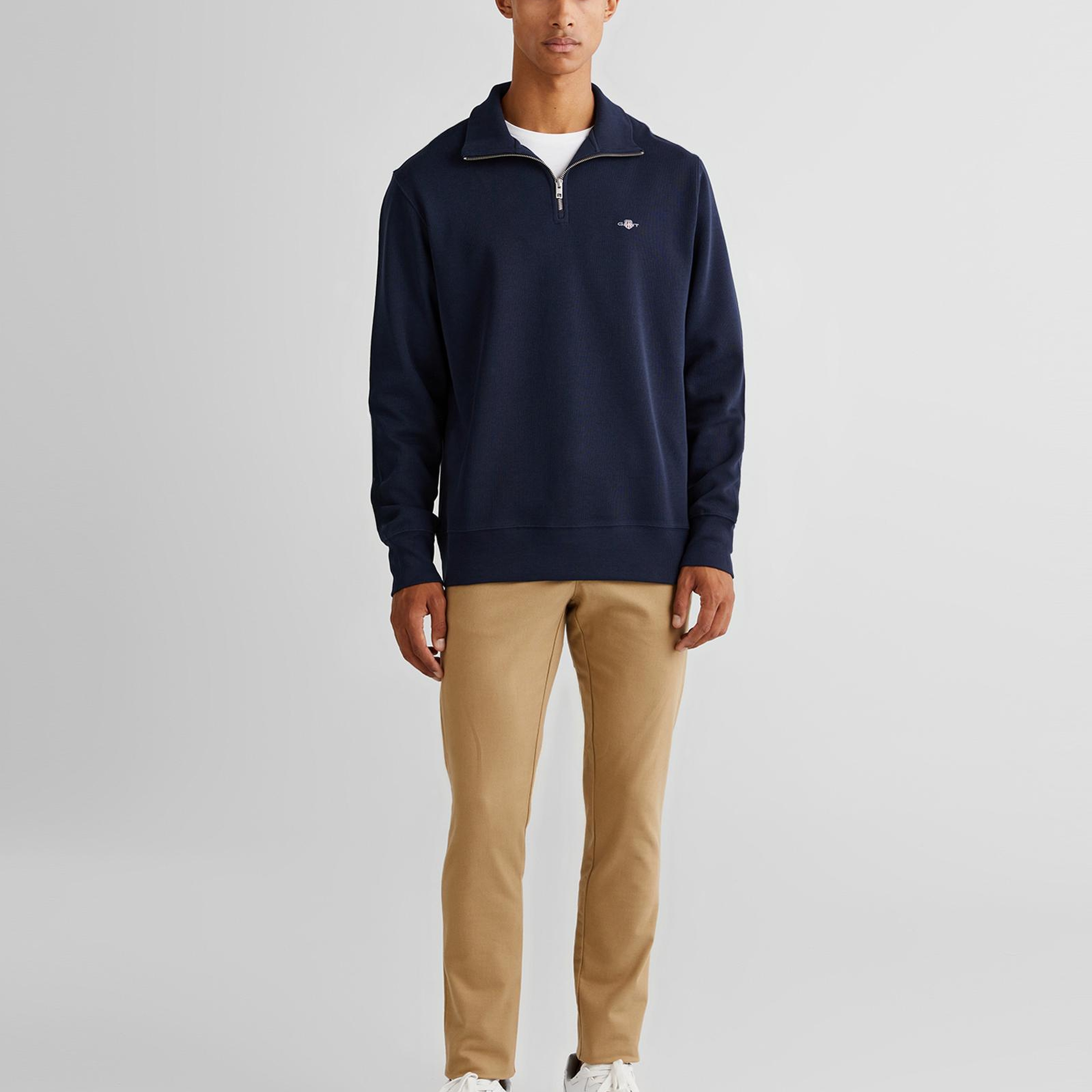 Gant Erkek Lacivert Regular Fit Yarım Fermuarlı Sweatshirt