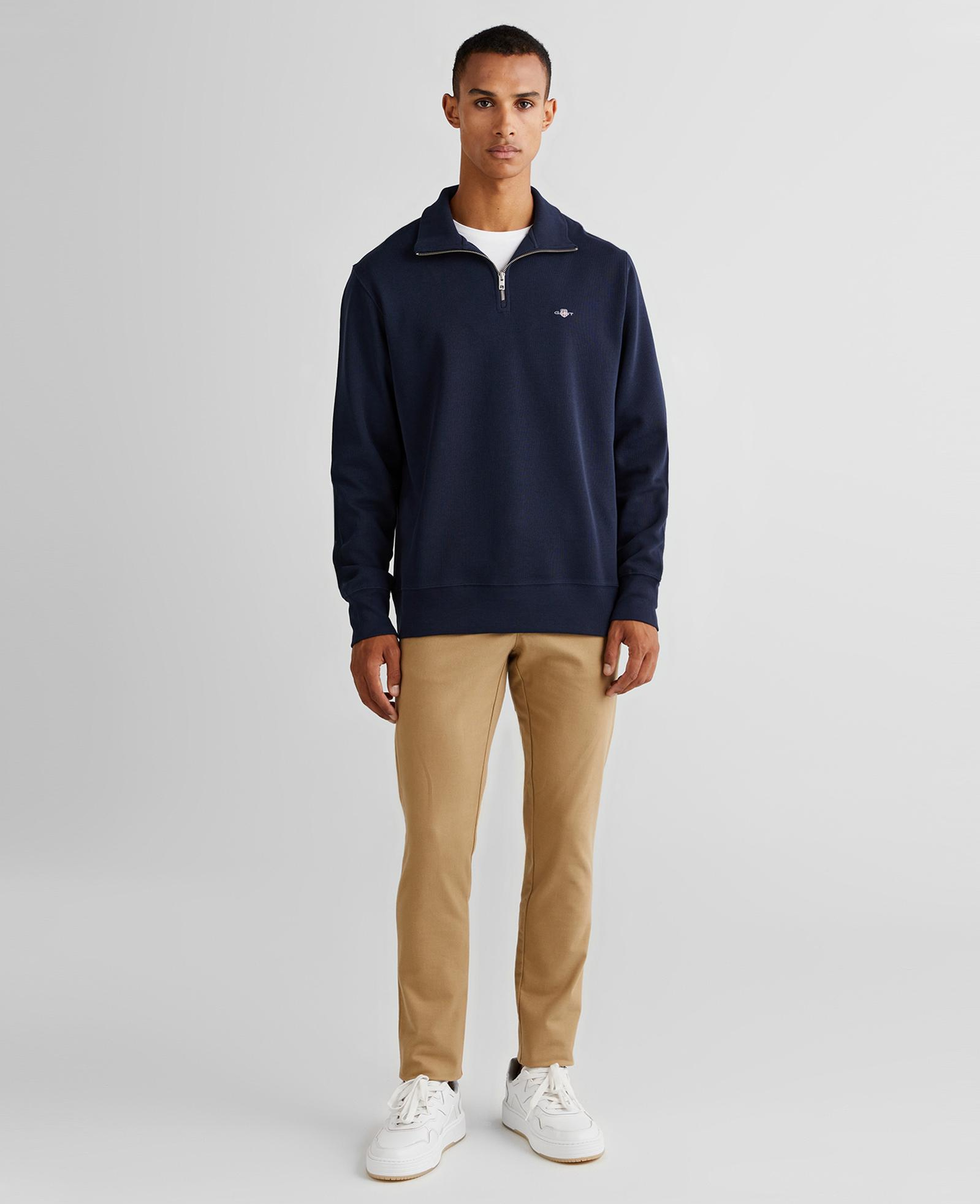 GANT Erkek Lacivert Regular Fit Yarım Fermuarlı Sweatshirt