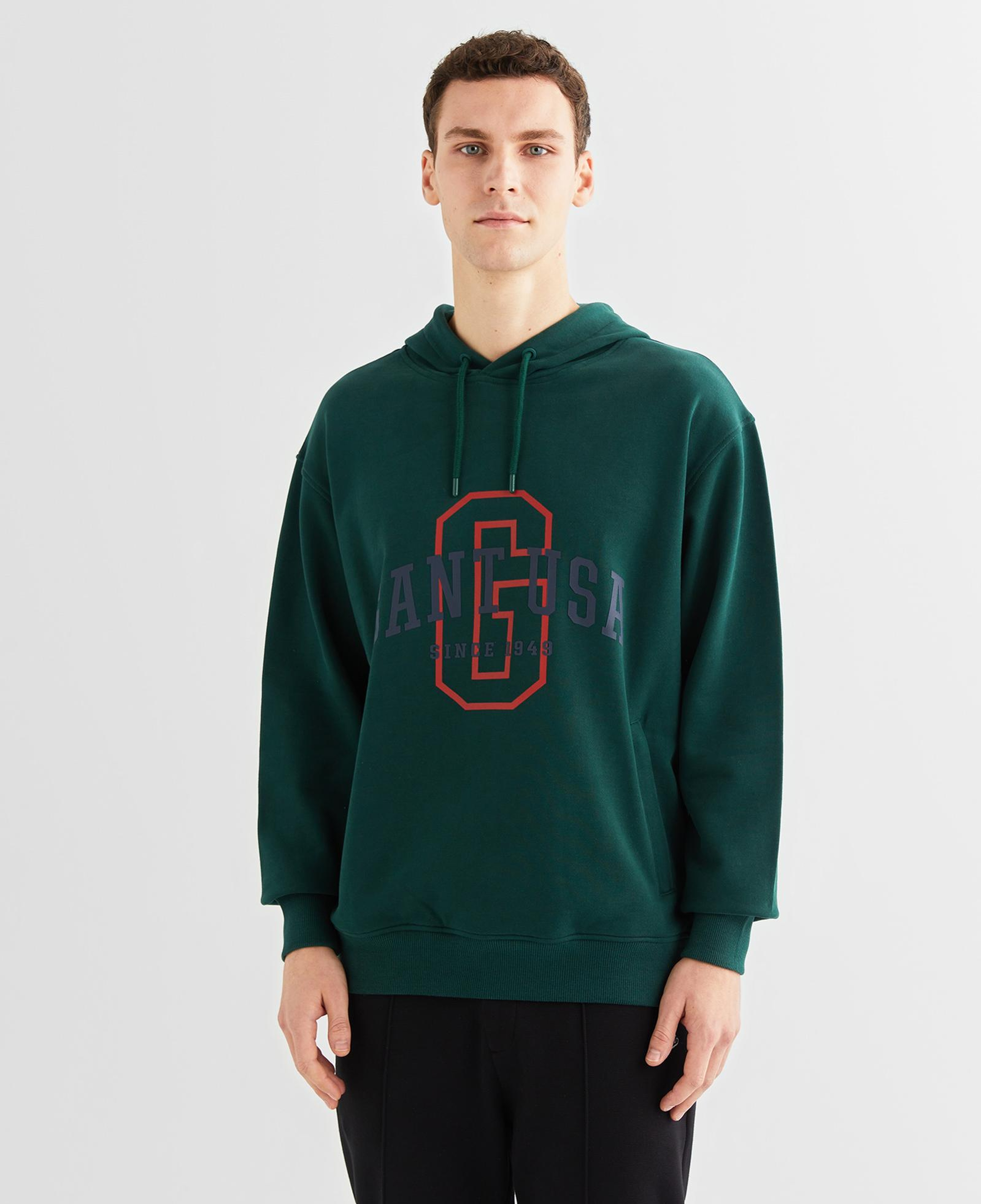 GANT Erkek Yeşil Relaxed Fit Kapüşonlu Logolu Sweatshirt