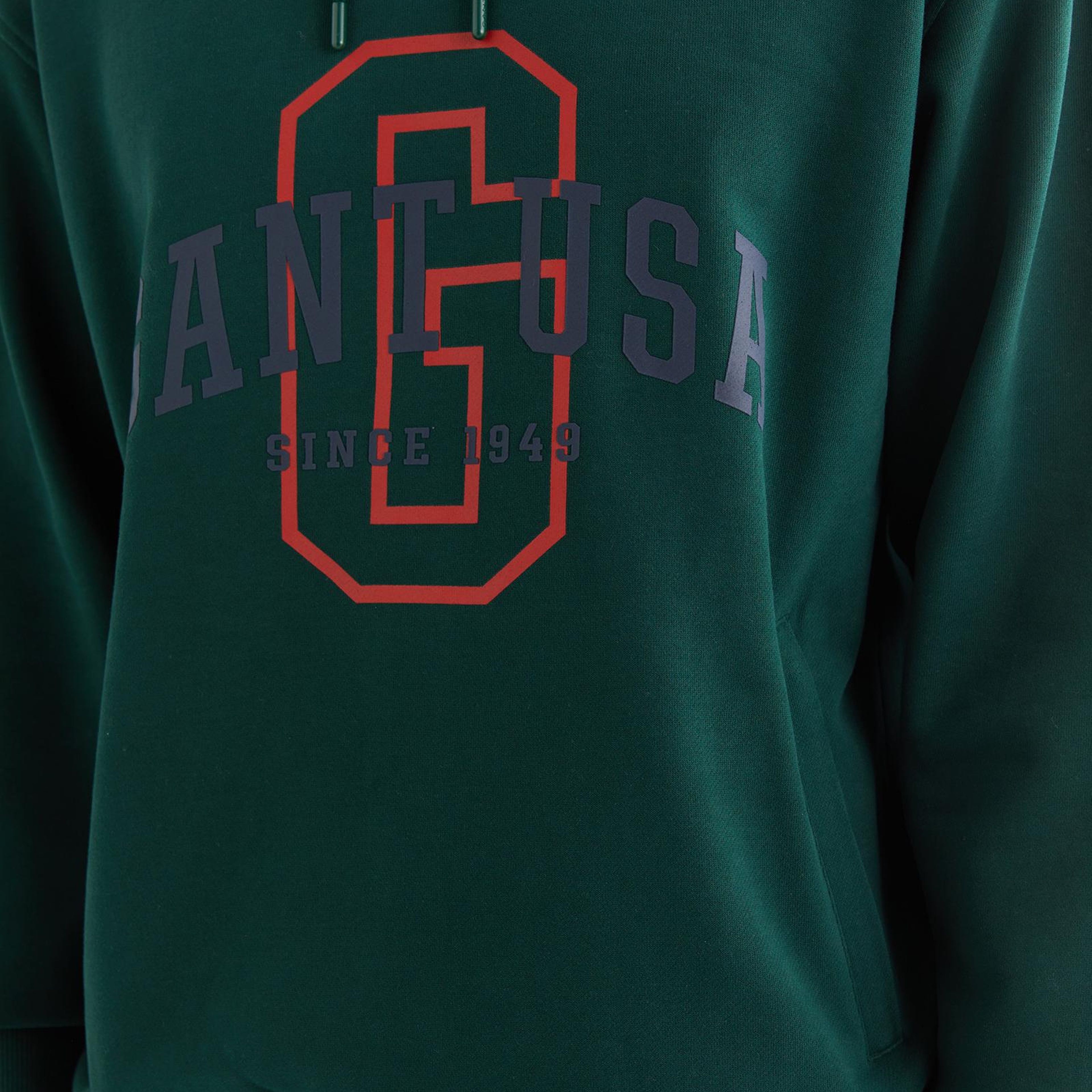 GANT Erkek Yeşil Relaxed Fit Kapüşonlu Logolu Sweatshirt