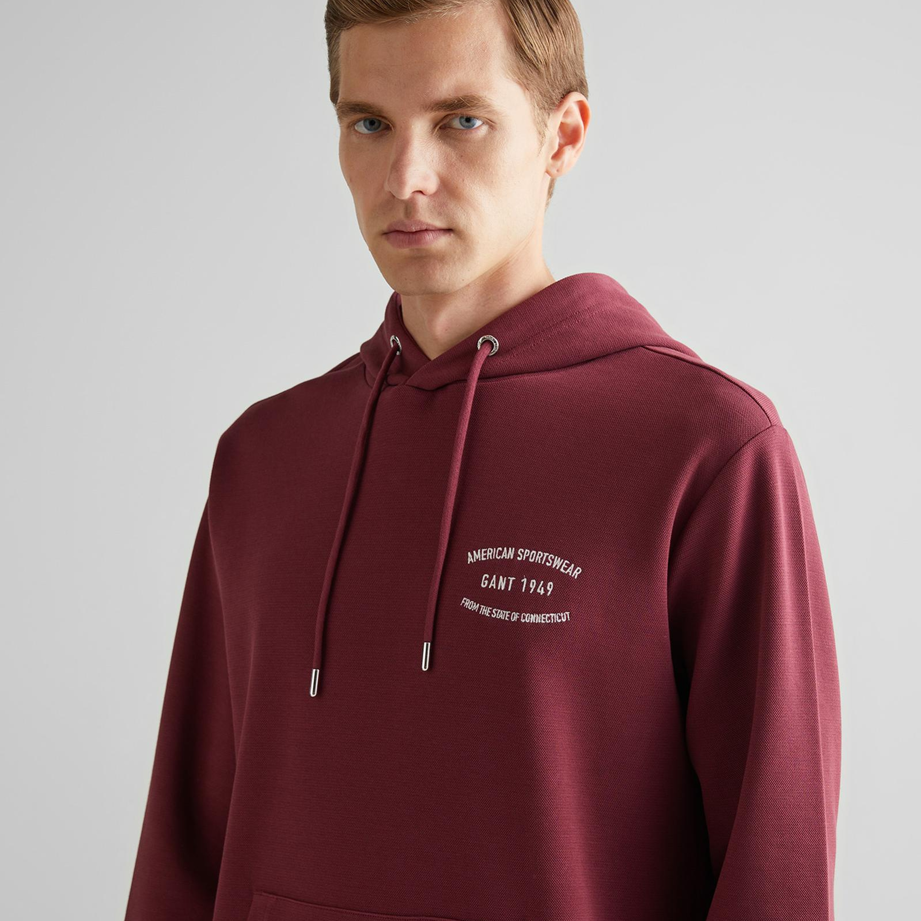 GANT Erkek Bordo Regular Fit Kapüşonlu Logolu Sweatshirt