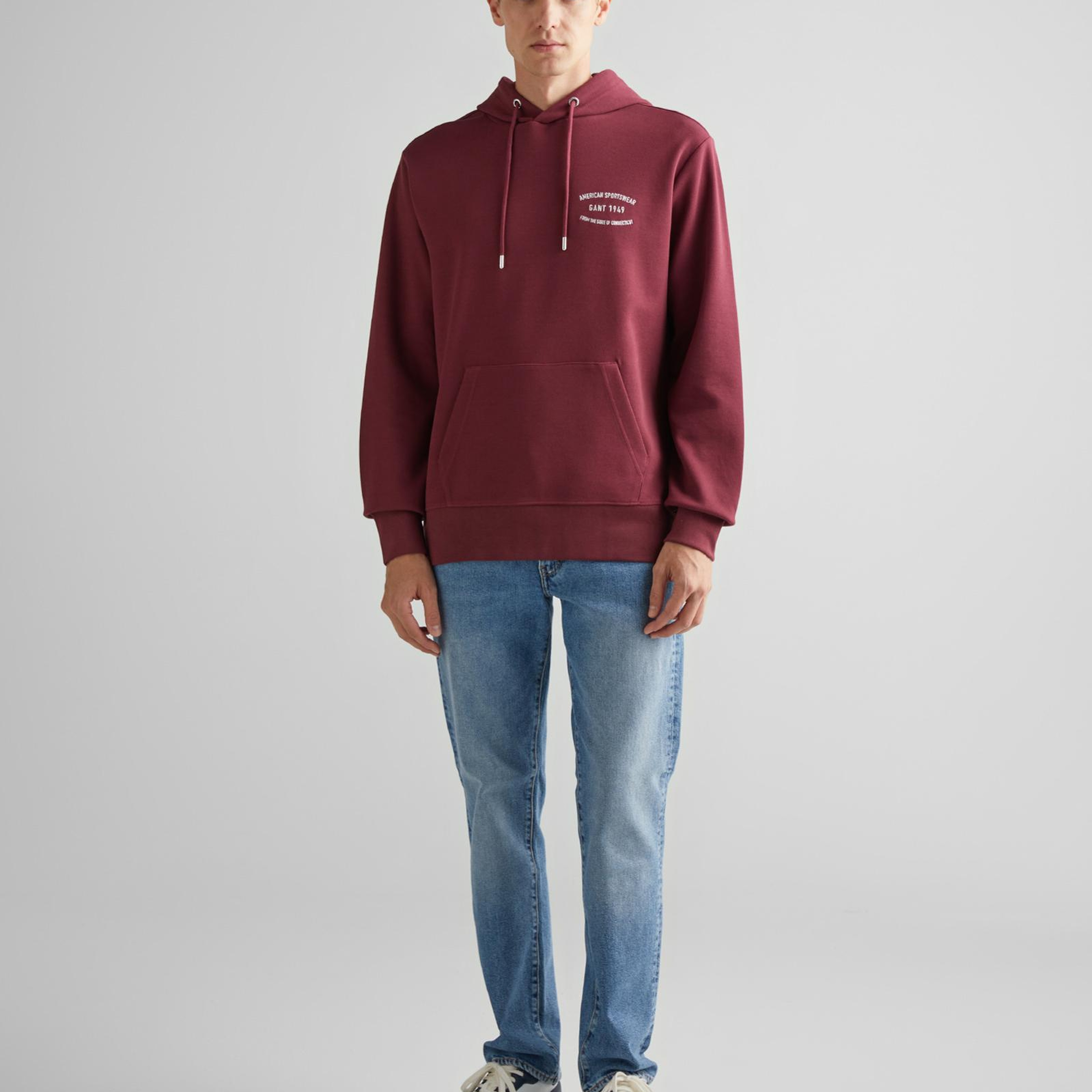 GANT Erkek Bordo Regular Fit Kapüşonlu Logolu Sweatshirt