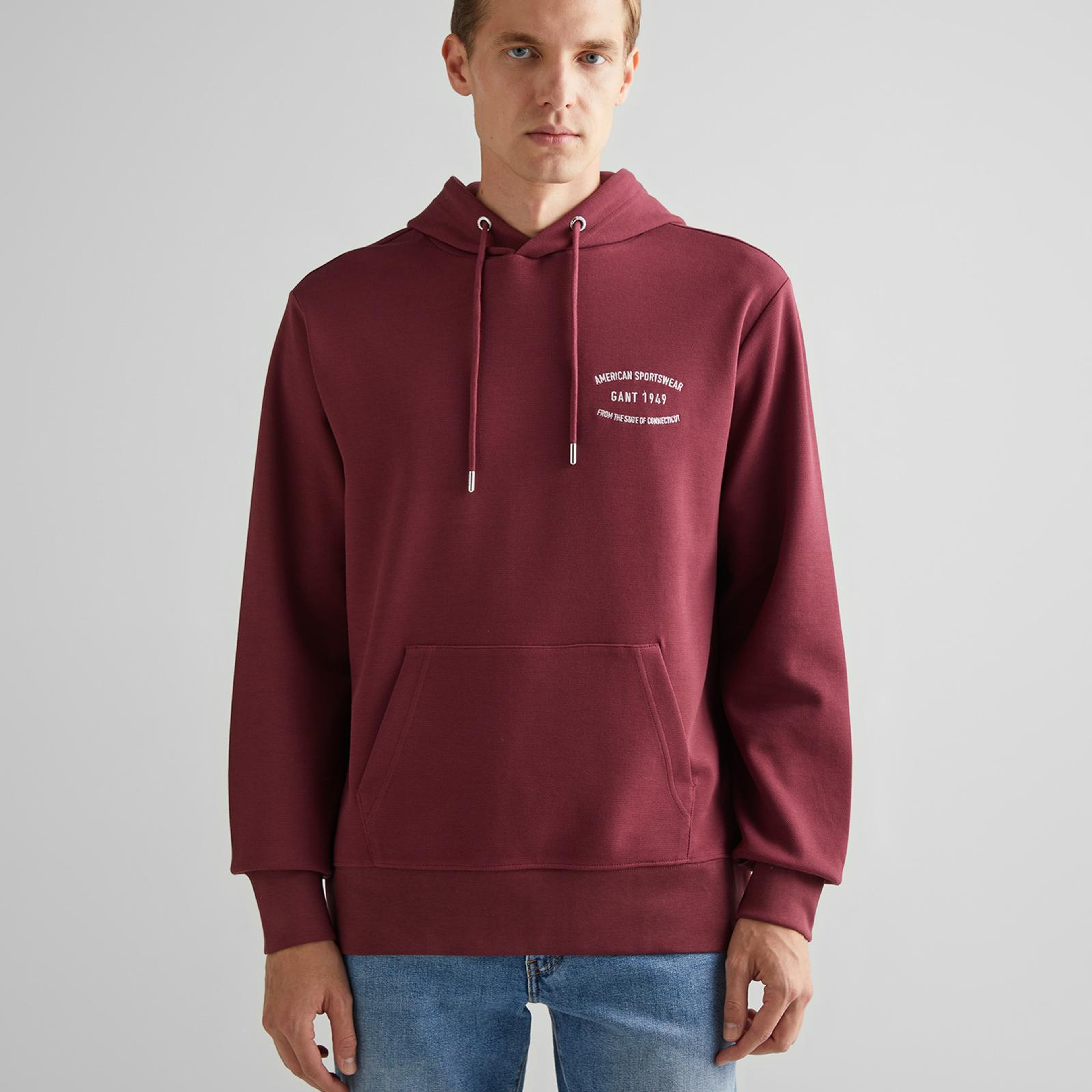 GANT Erkek Bordo Regular Fit Kapüşonlu Logolu Sweatshirt