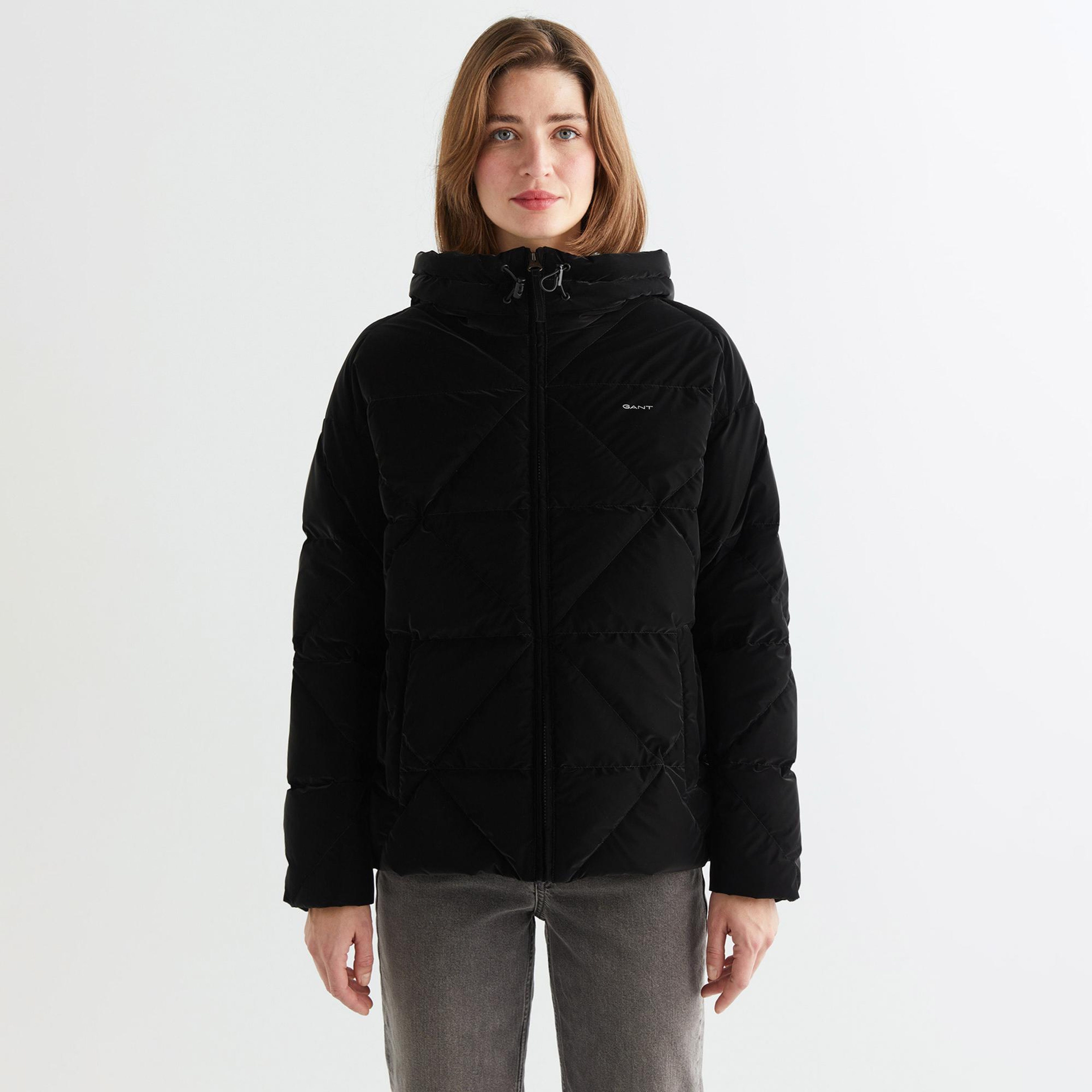 GANT Kadın Siyah Kapüşonlu Kapitone Mont