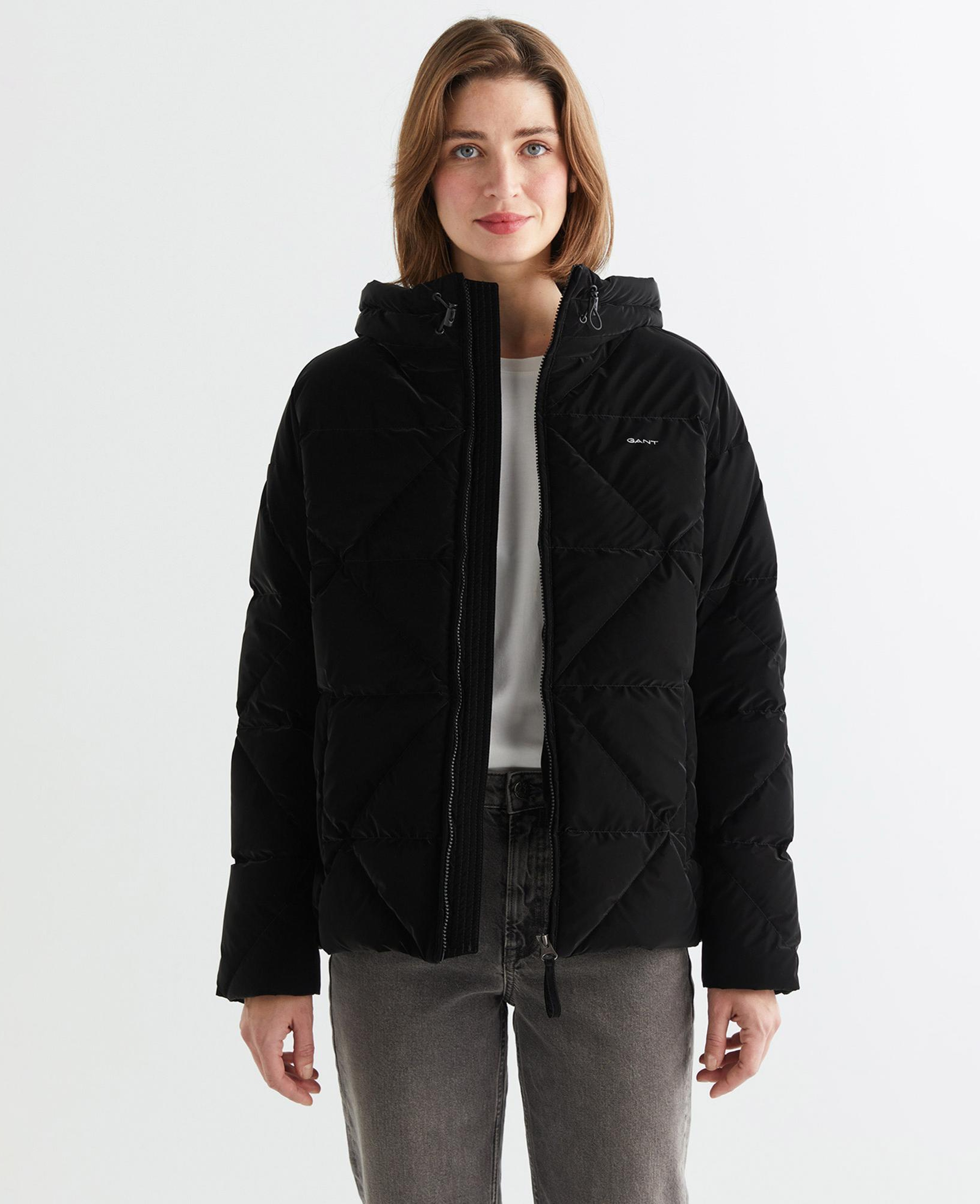 GANT Kadın Siyah Kapüşonlu Kapitone Mont