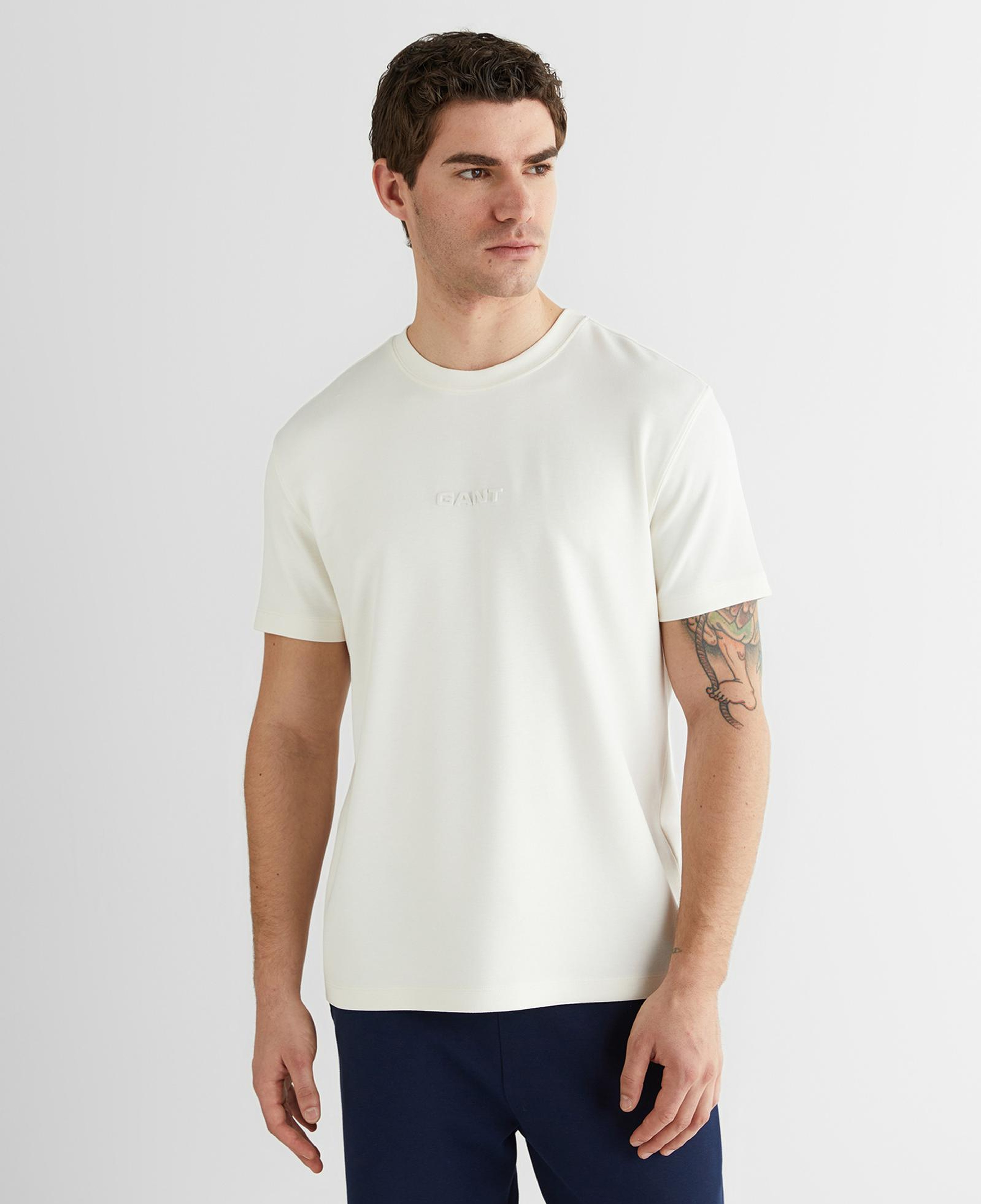 GANT Erkek Beyaz Baskılı Kısa Kollu T-Shirt