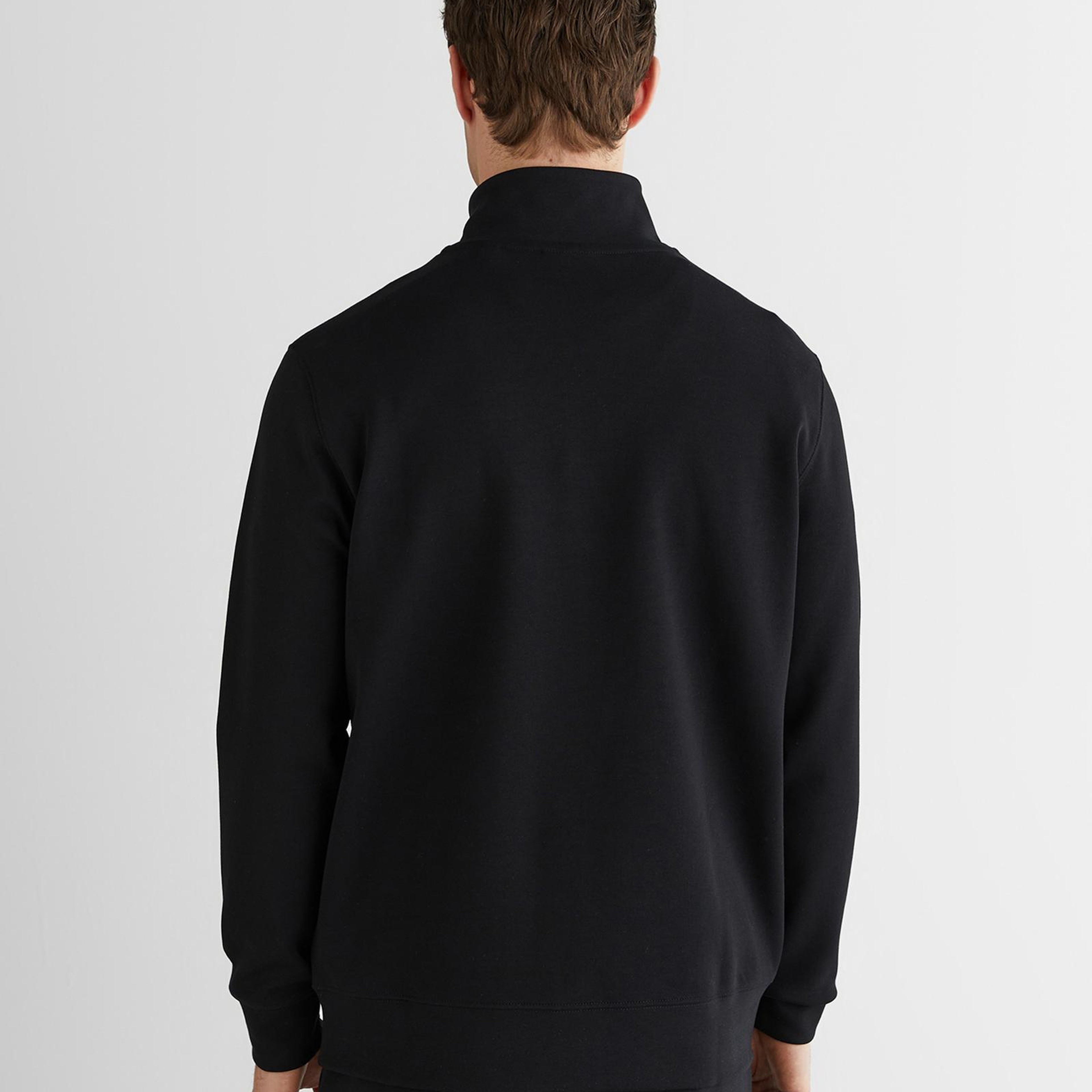 GANT Erkek Siyah Relaxed Fit Yarım Fermuarlı Logolu Sweatshirt