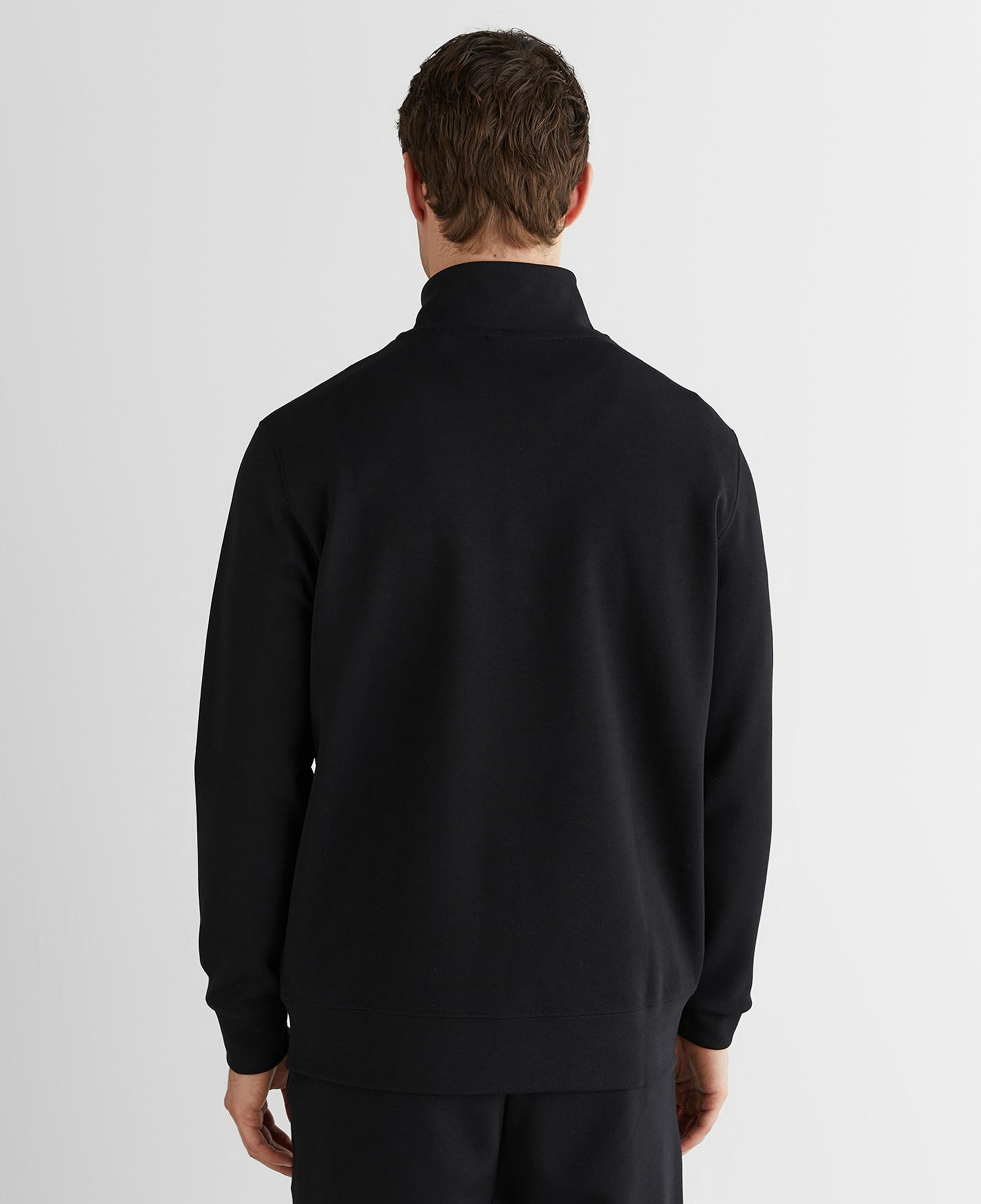 GANT Erkek Siyah Relaxed Fit Yarım Fermuarlı Logolu Sweatshirt