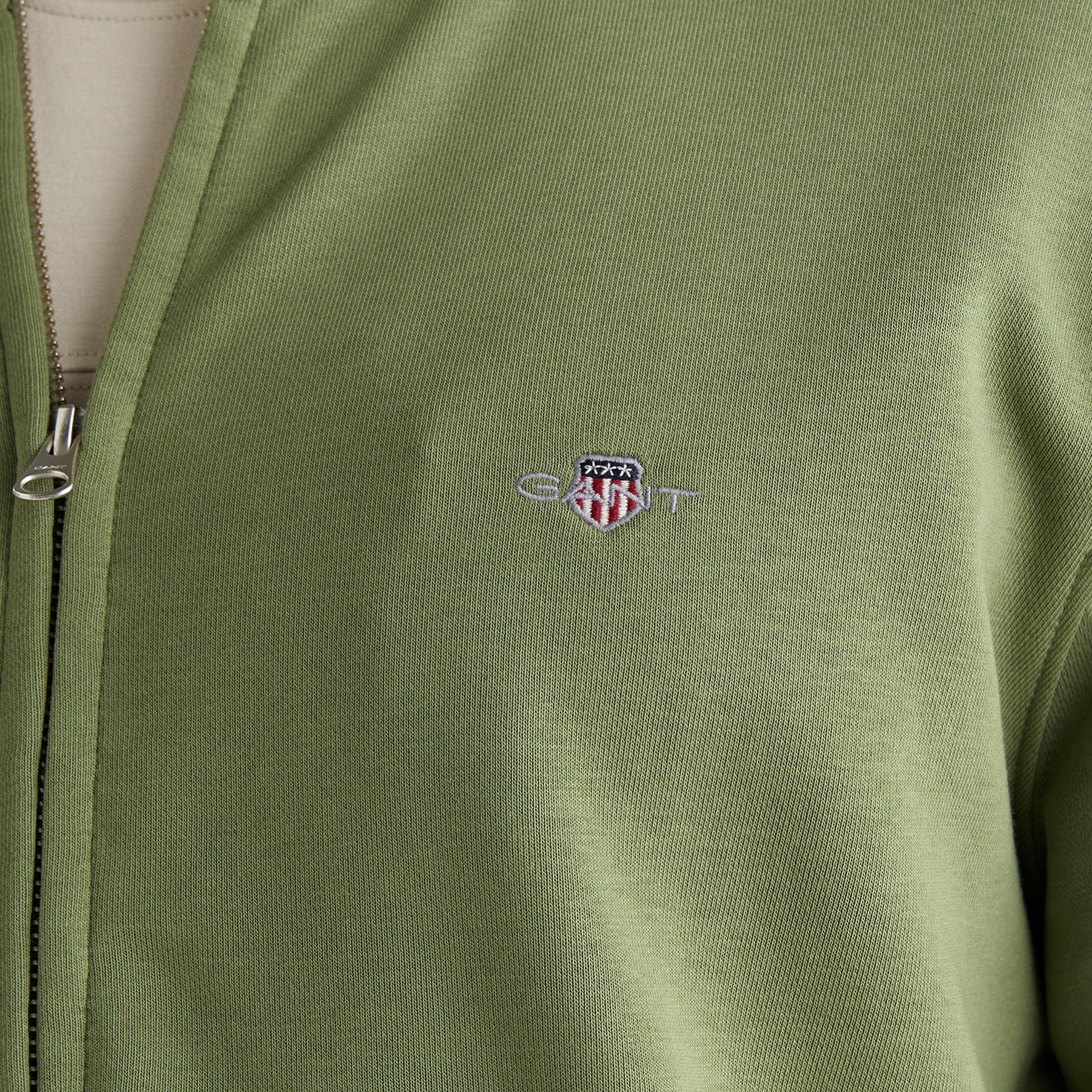 GANT Erkek Yeşil Fermuarlı Logolu Sweatshirt