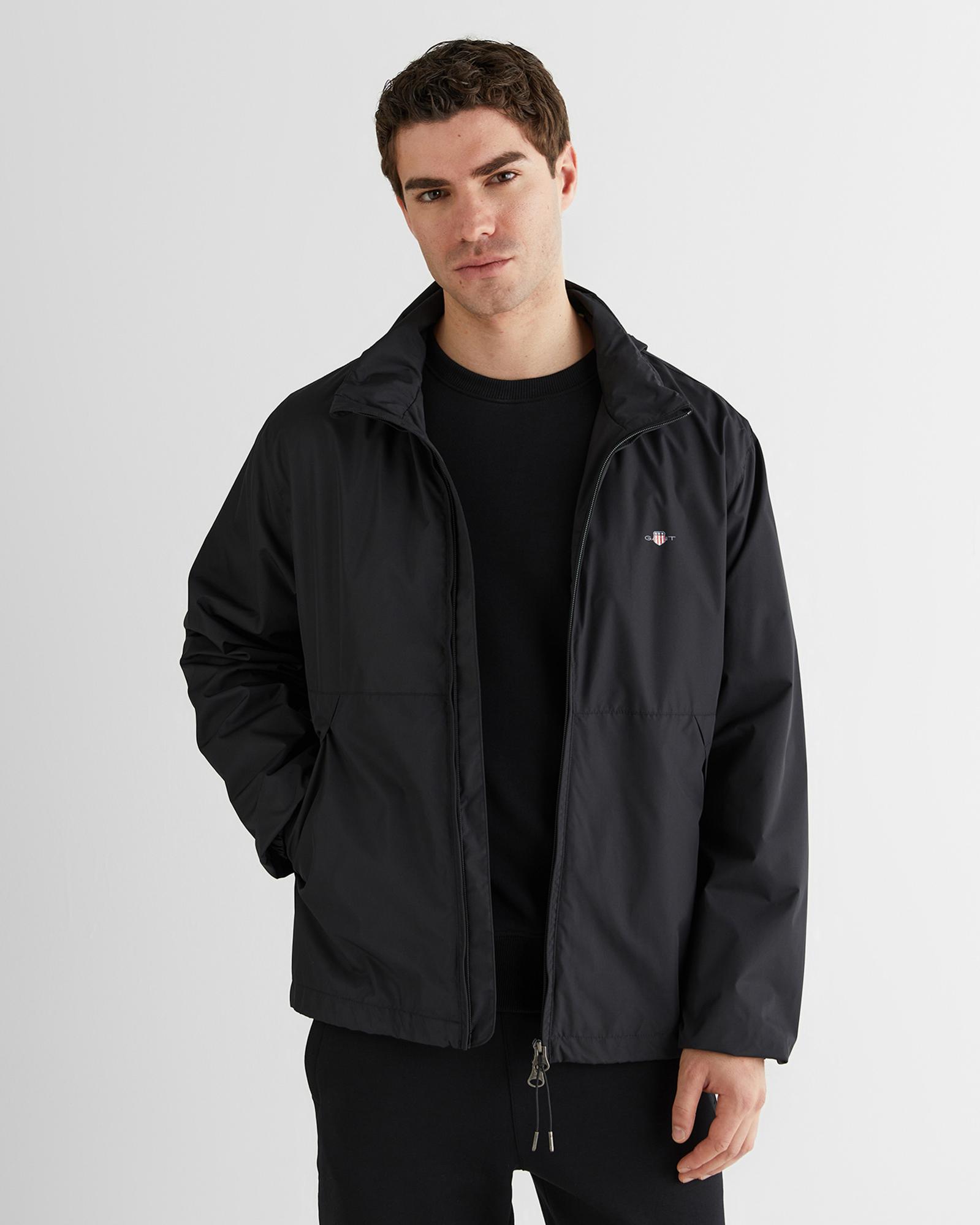 GANT Erkek Siyah Dik Yaka Logolu Yağmurluk