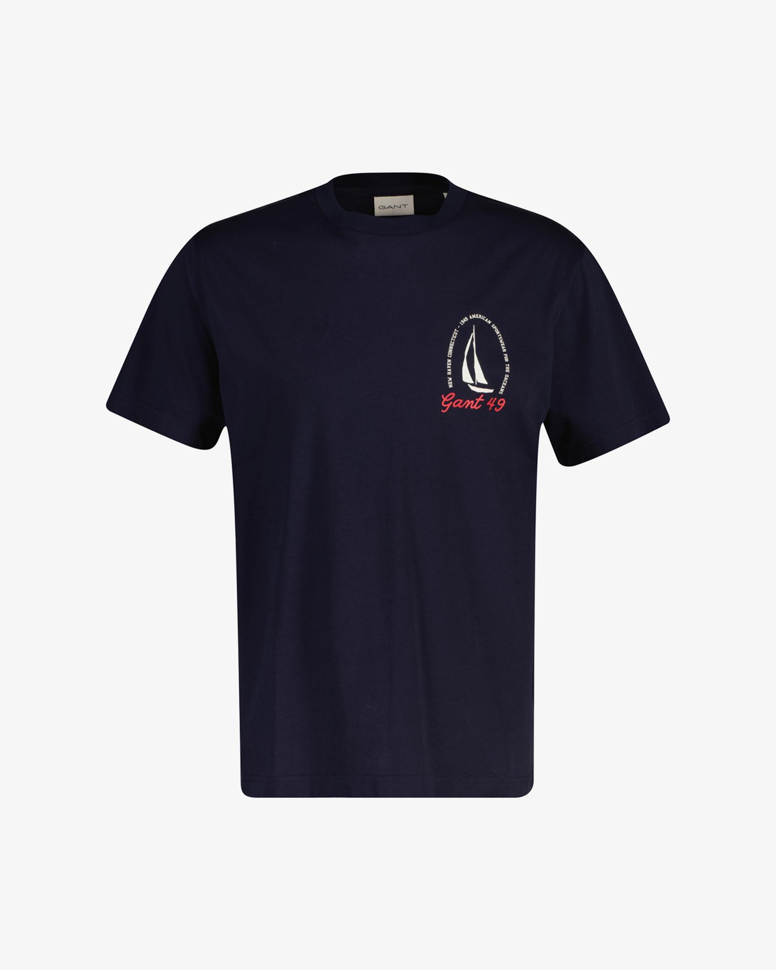 GANT Erkek Lacivert Baskılı Kısa Kollu T-Shirt