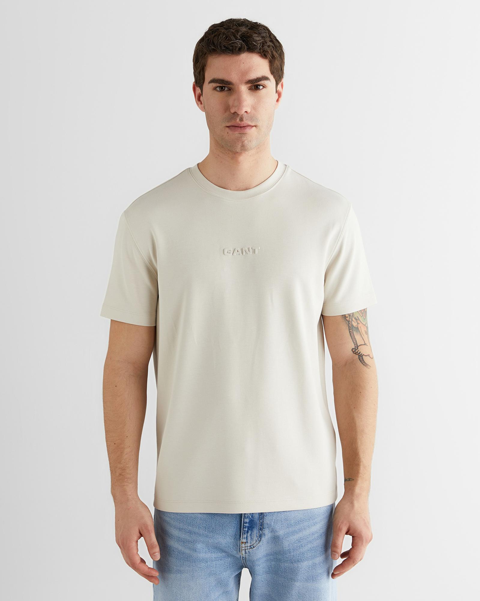 GANT Erkek Bej Baskılı Kısa Kollu T-Shirt