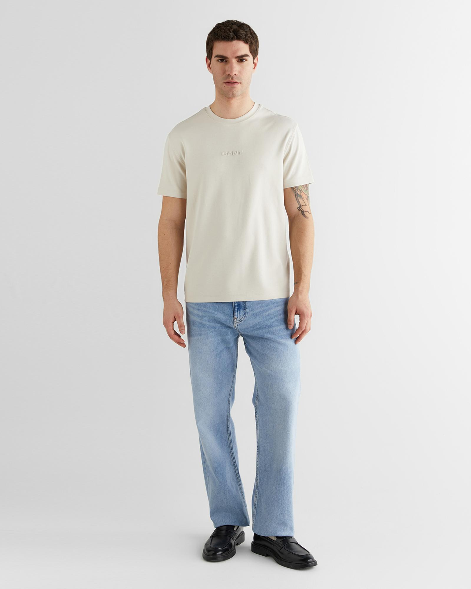 GANT Erkek Bej Baskılı Kısa Kollu T-Shirt