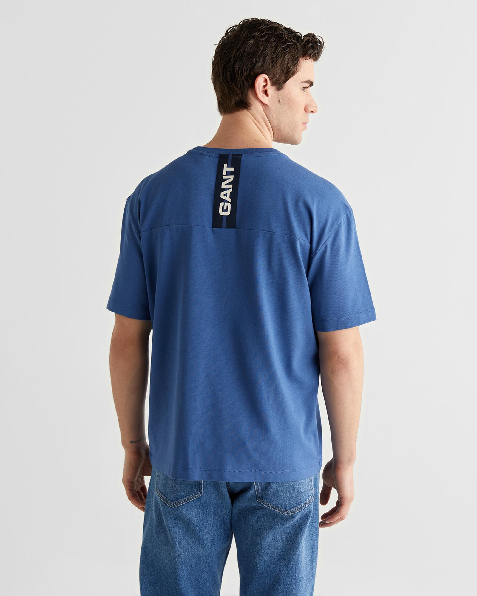 GANT Erkek Mavi Baskılı Kısa Kollu T-Shirt