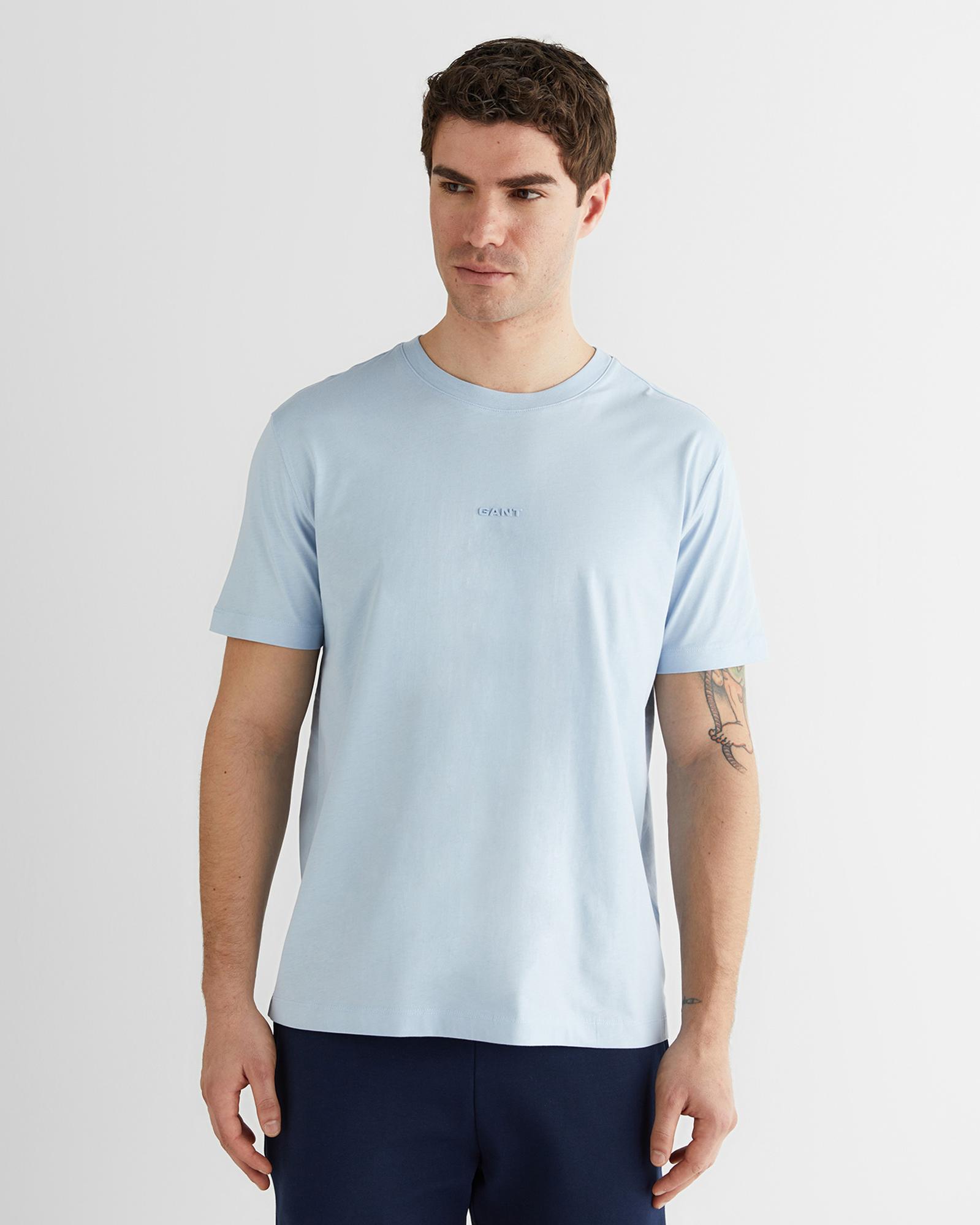 GANT Erkek Mavi Baskılı Kısa Kollu T-Shirt