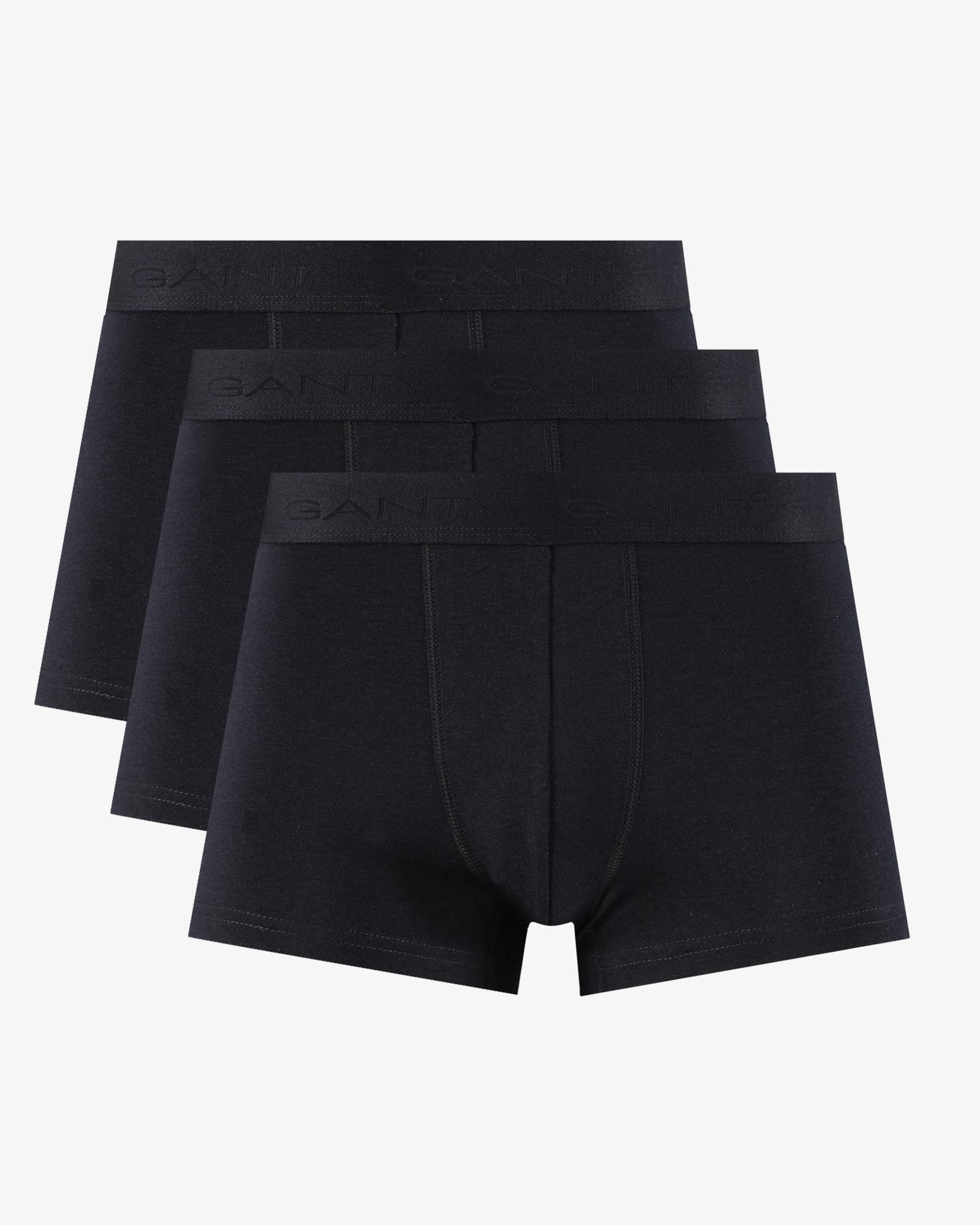 GANT Erkek Siyah Slim Fit 3'lü Logolu Boxer