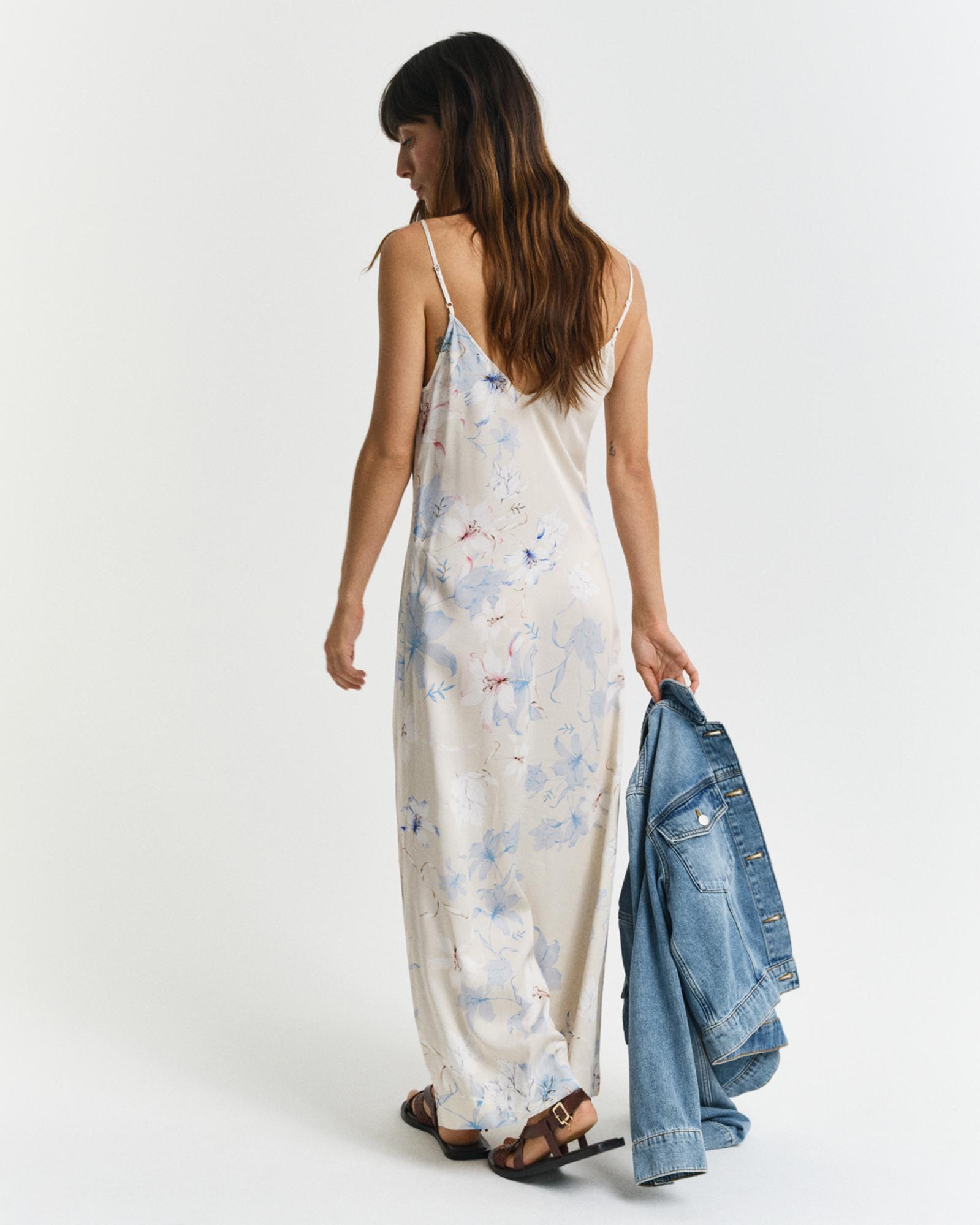 GANT Kadın Pembe Regular Fit V Yaka Desenli Elbise