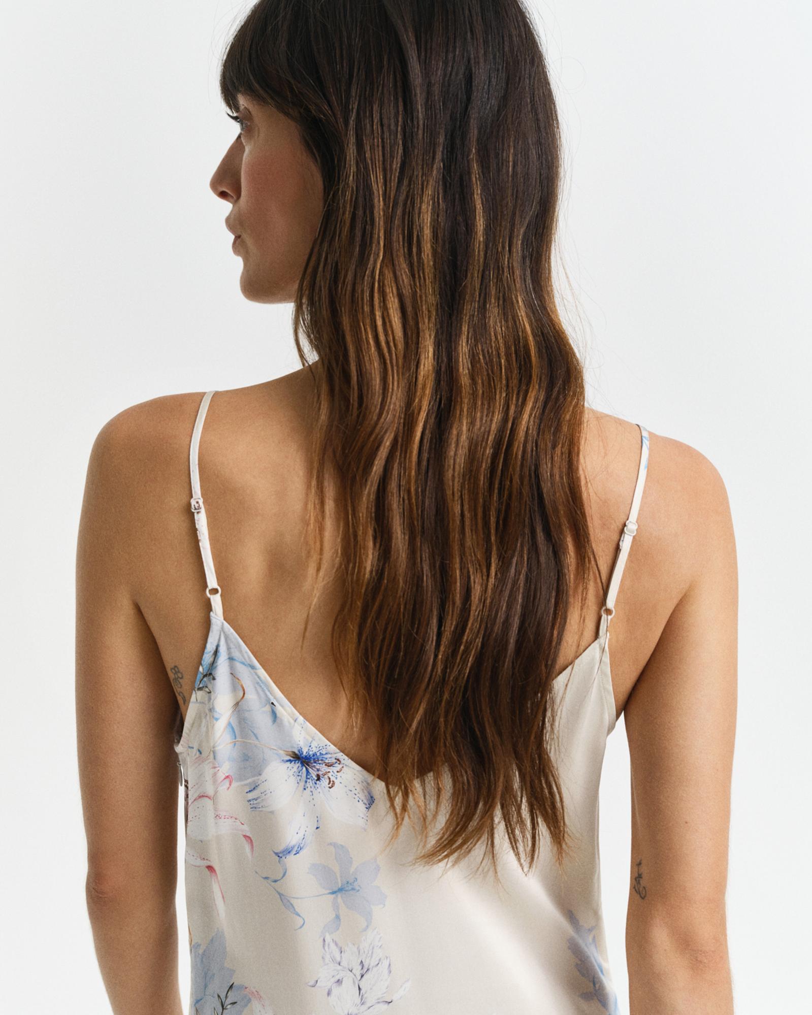 GANT Kadın Pembe Regular Fit V Yaka Desenli Elbise