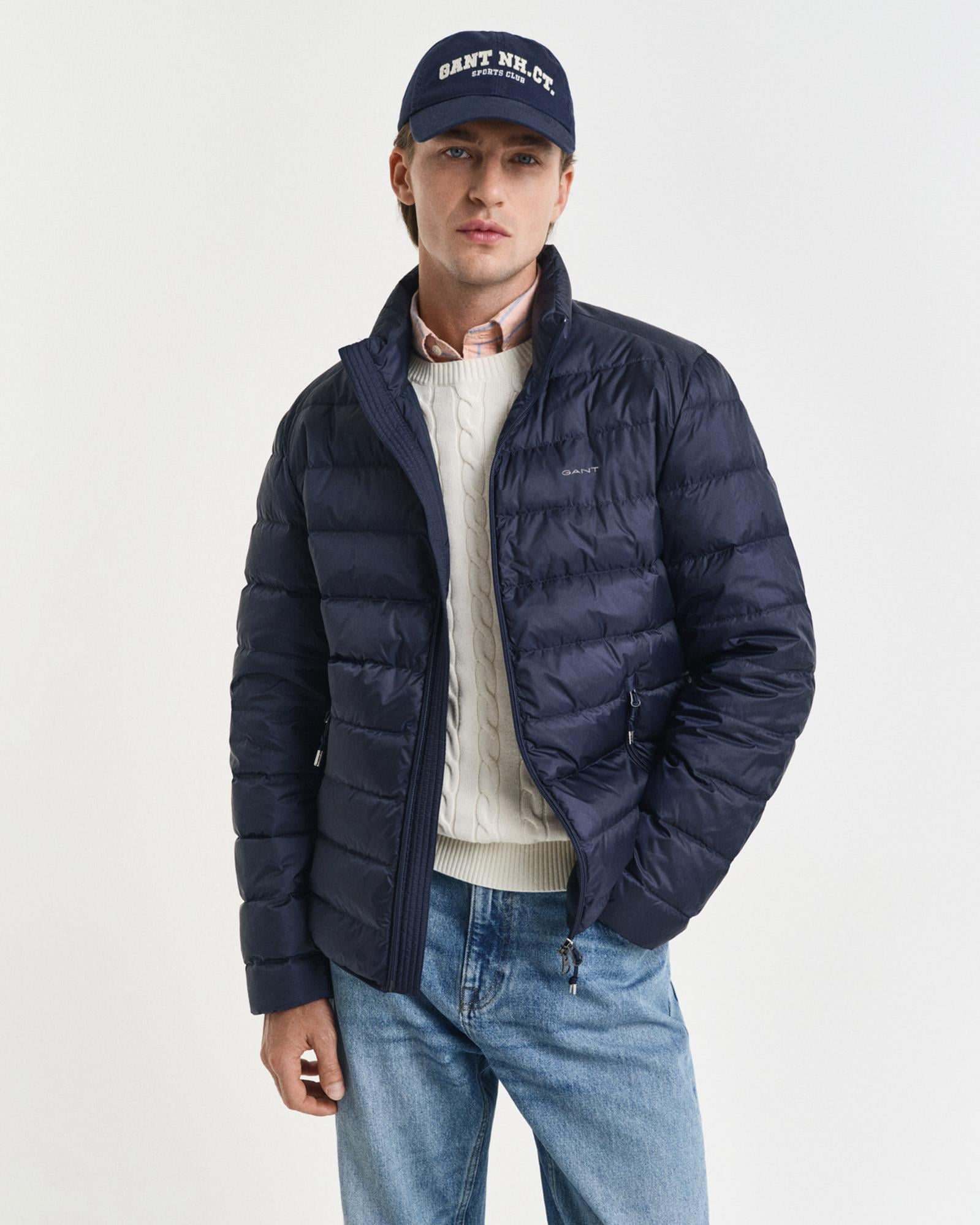 GANT Erkek Lacivert Regular Fit Dik Yaka Kaz Tüyü Mont
