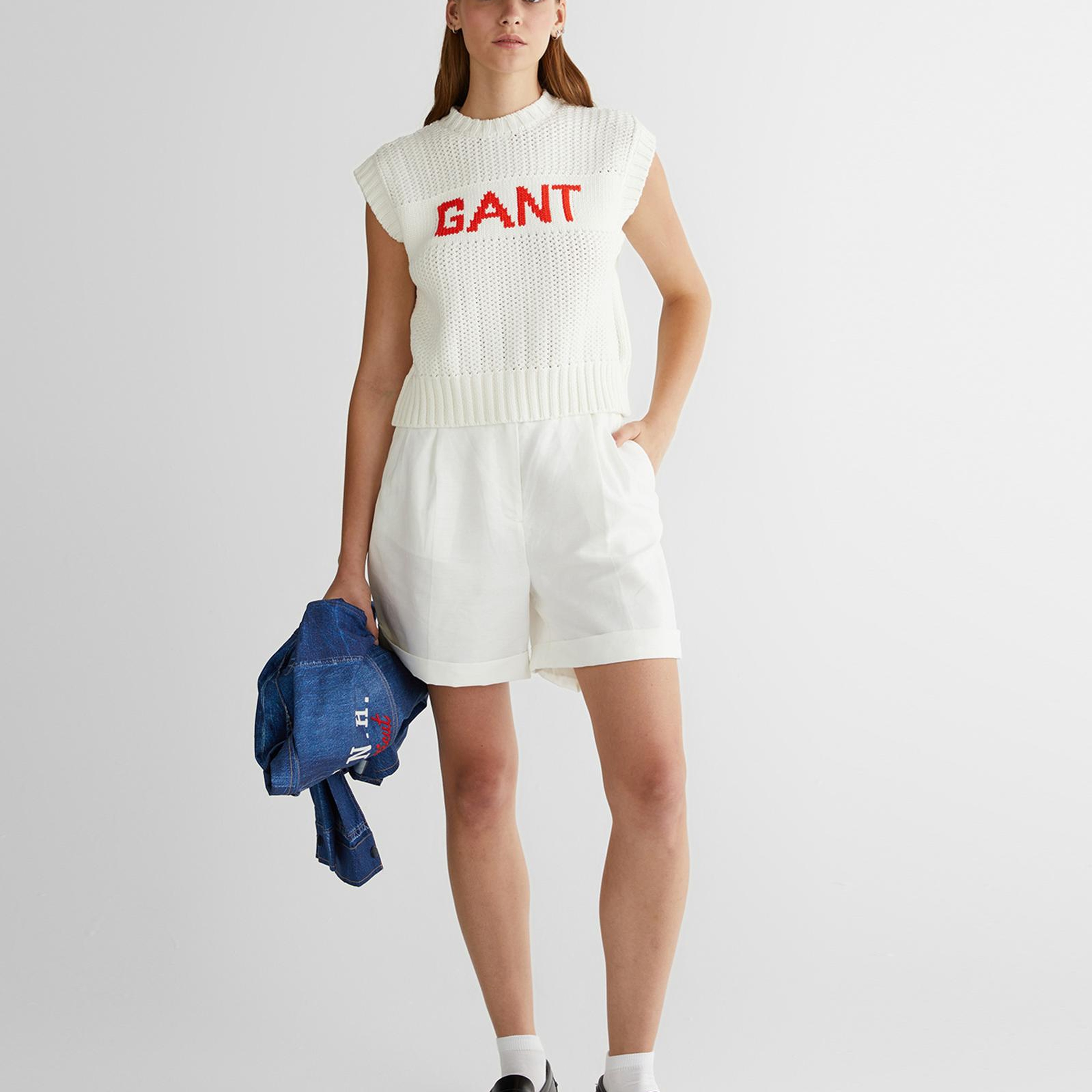 GANT Kadın Krem Bisiklet Yaka Logolu Triko