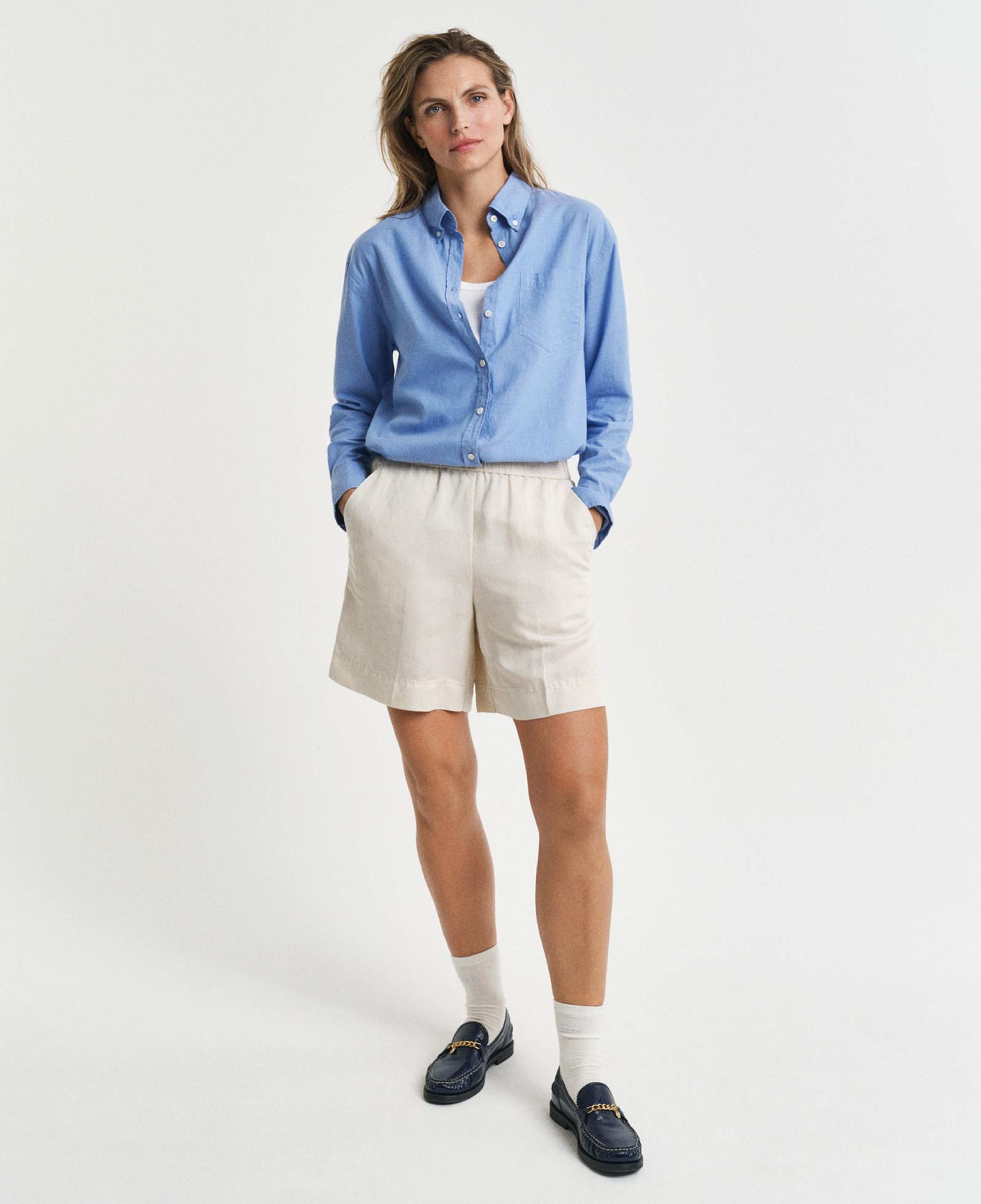 GANT Kadın Krem Relaxed Fit Keten Şort