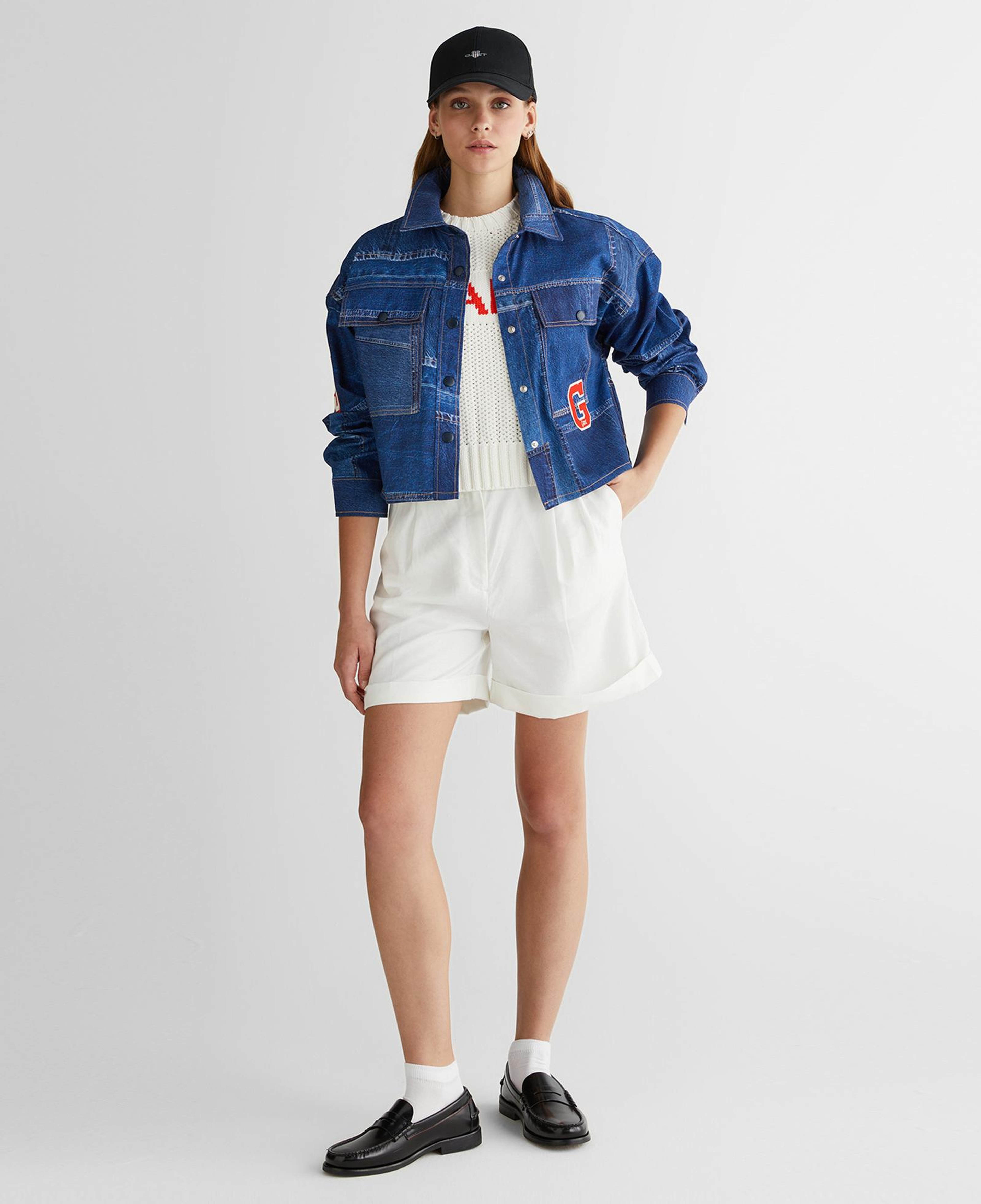 GANT Kadın Mavi Klasik Yaka Logolu Denim Ceket