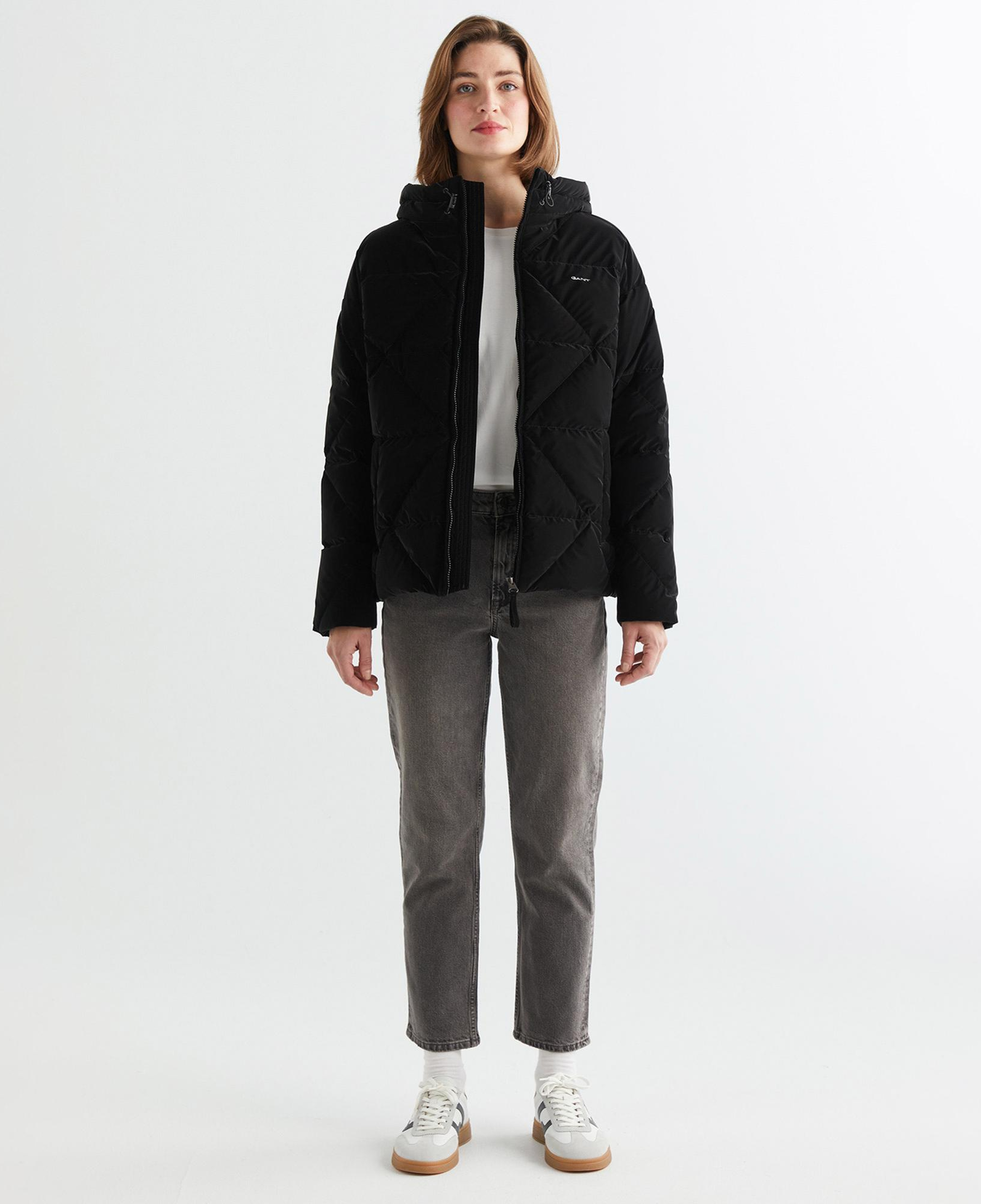GANT Kadın Siyah Kapüşonlu Kapitone Mont