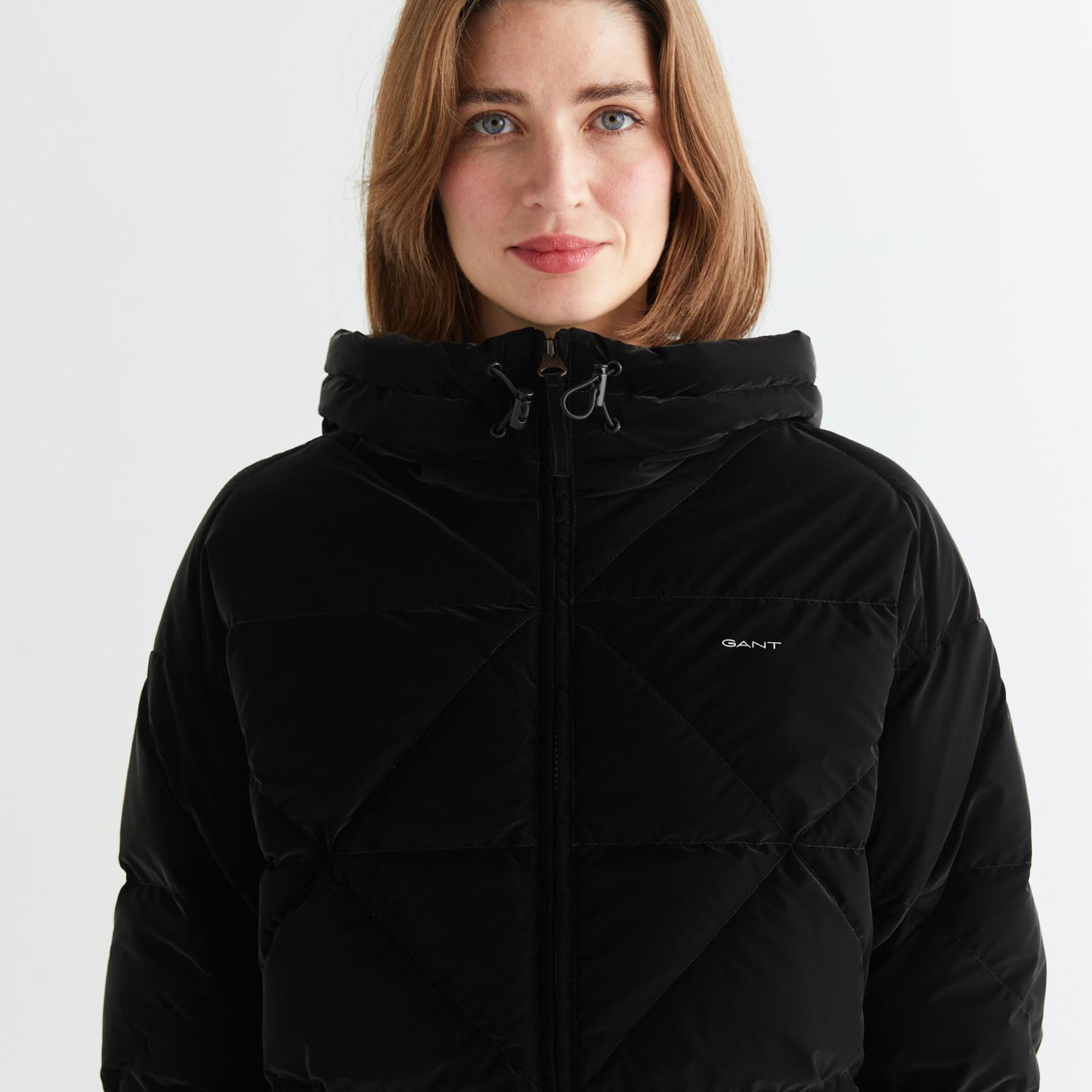 GANT Kadın Siyah Kapüşonlu Kapitone Mont