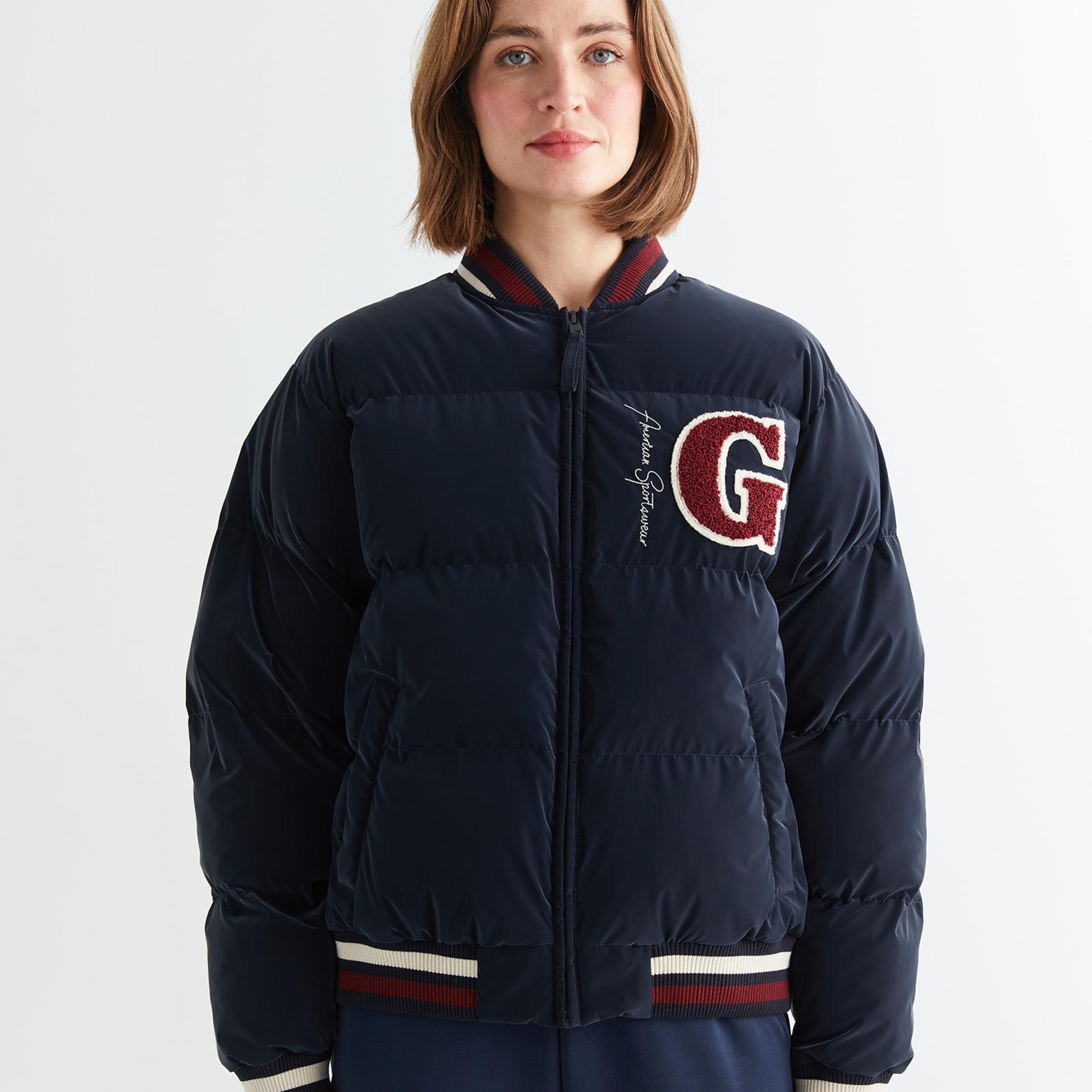 GANT Kadın Lacivert Hakim Yaka Logolu Bomber Ceket