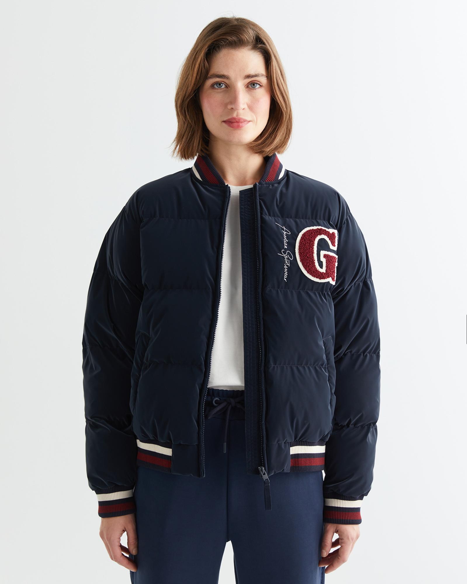 GANT Kadın Lacivert Hakim Yaka Logolu Bomber Ceket