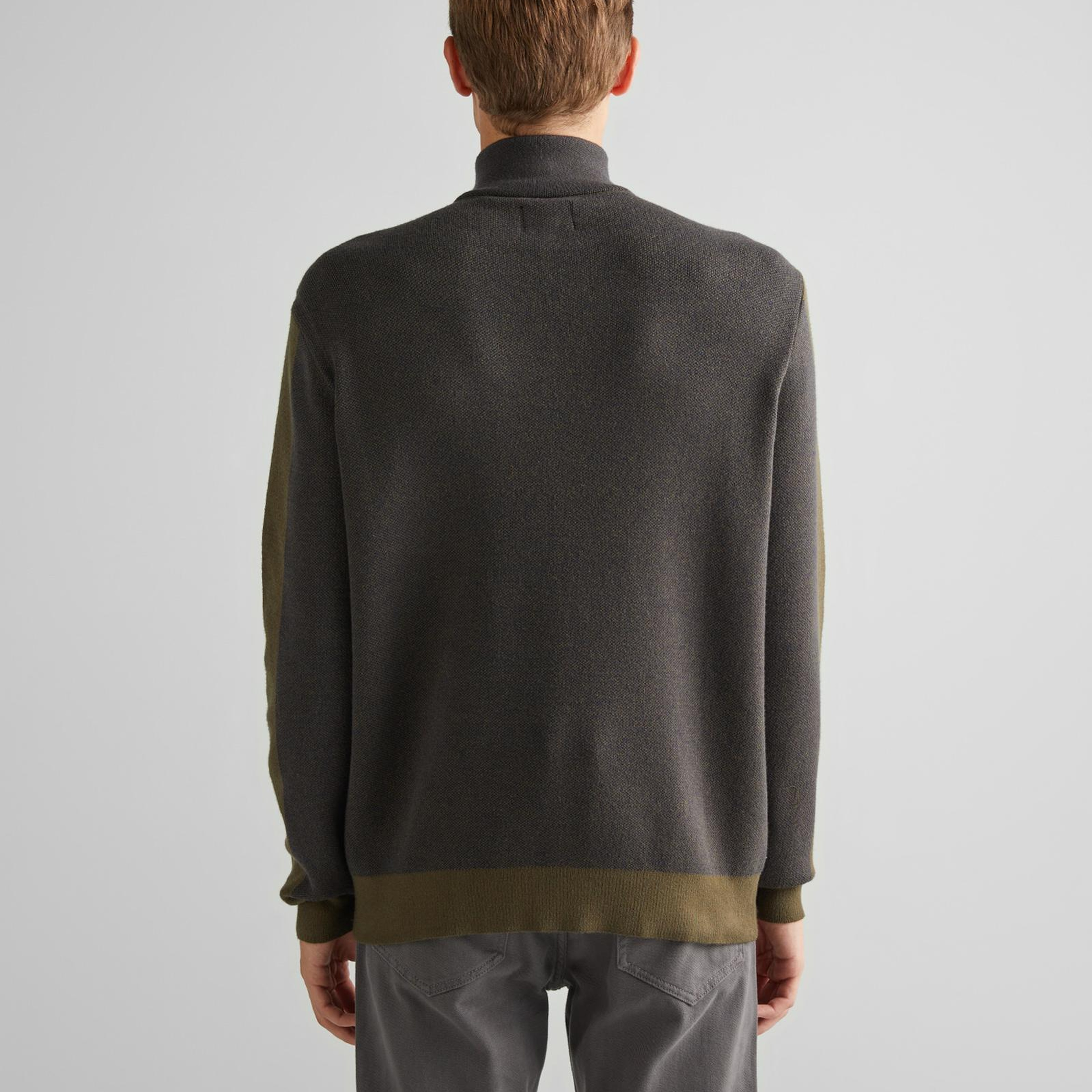 GANT Erkek Yeşil Relaxed Fit Yarım Fermuarlı Renk Bloklu Kazak