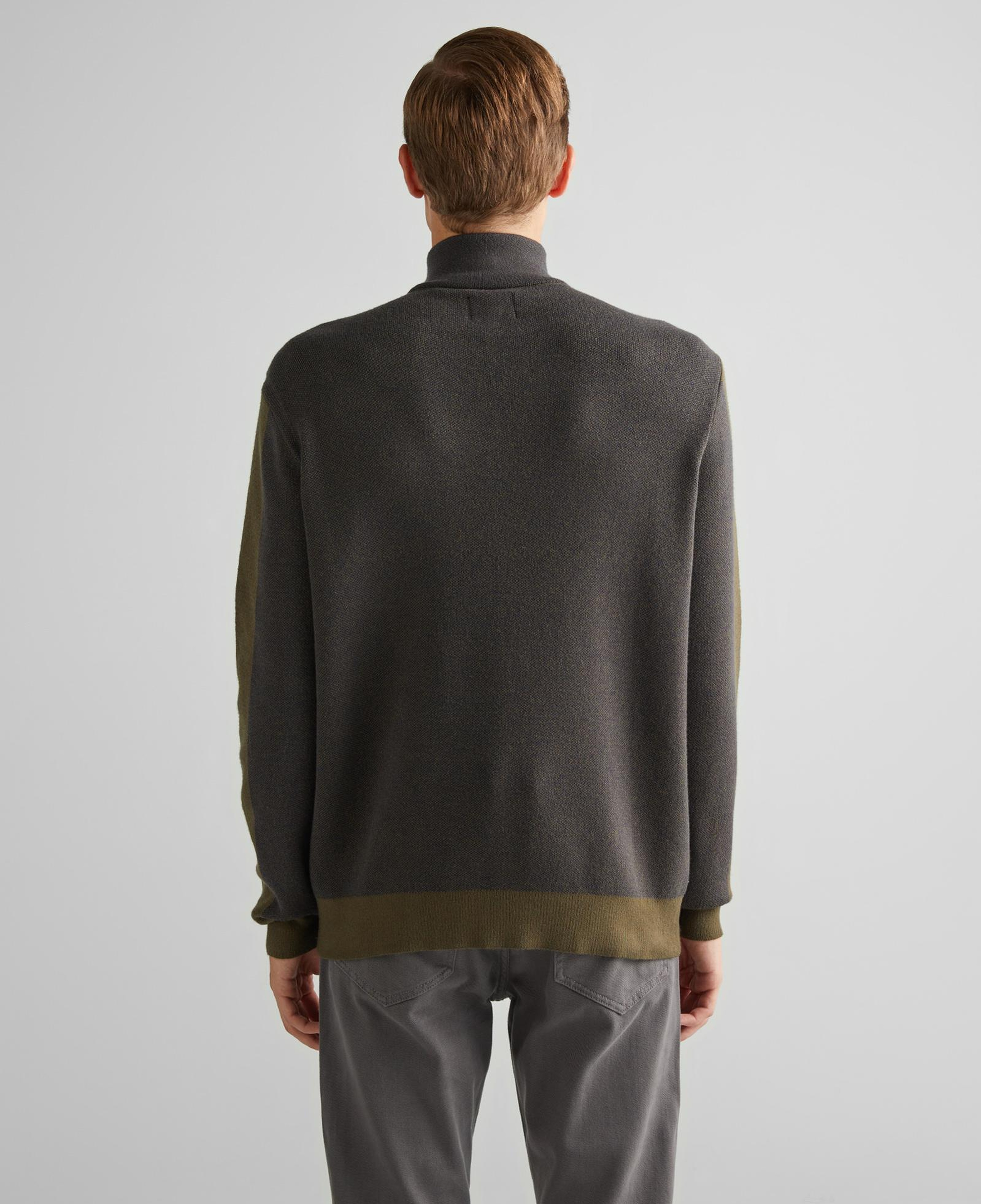 GANT Erkek Yeşil Relaxed Fit Yarım Fermuarlı Renk Bloklu Kazak