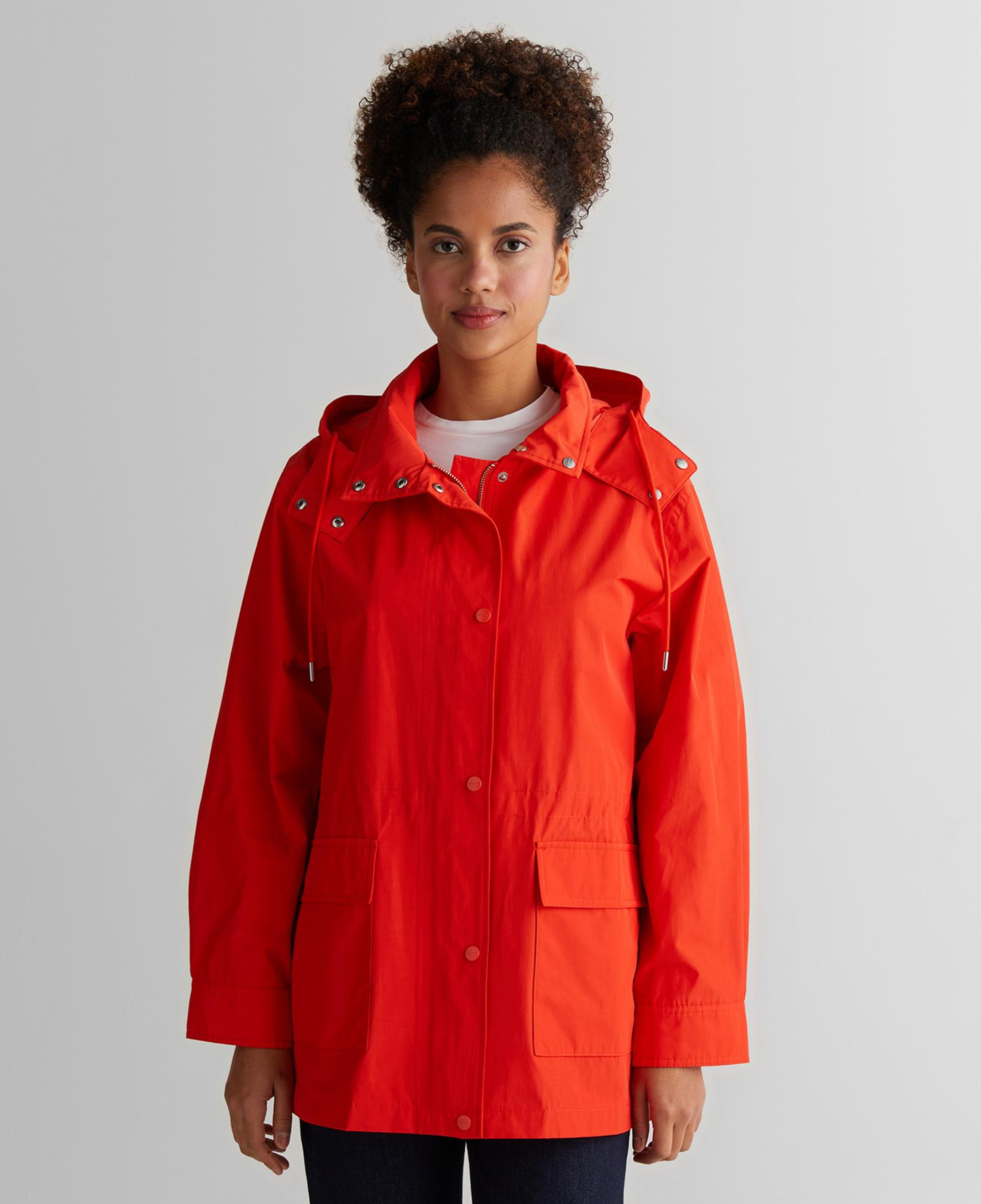 GANT Kadın Turuncu Relaxed Fit Kapüşonlu Yağmurluk