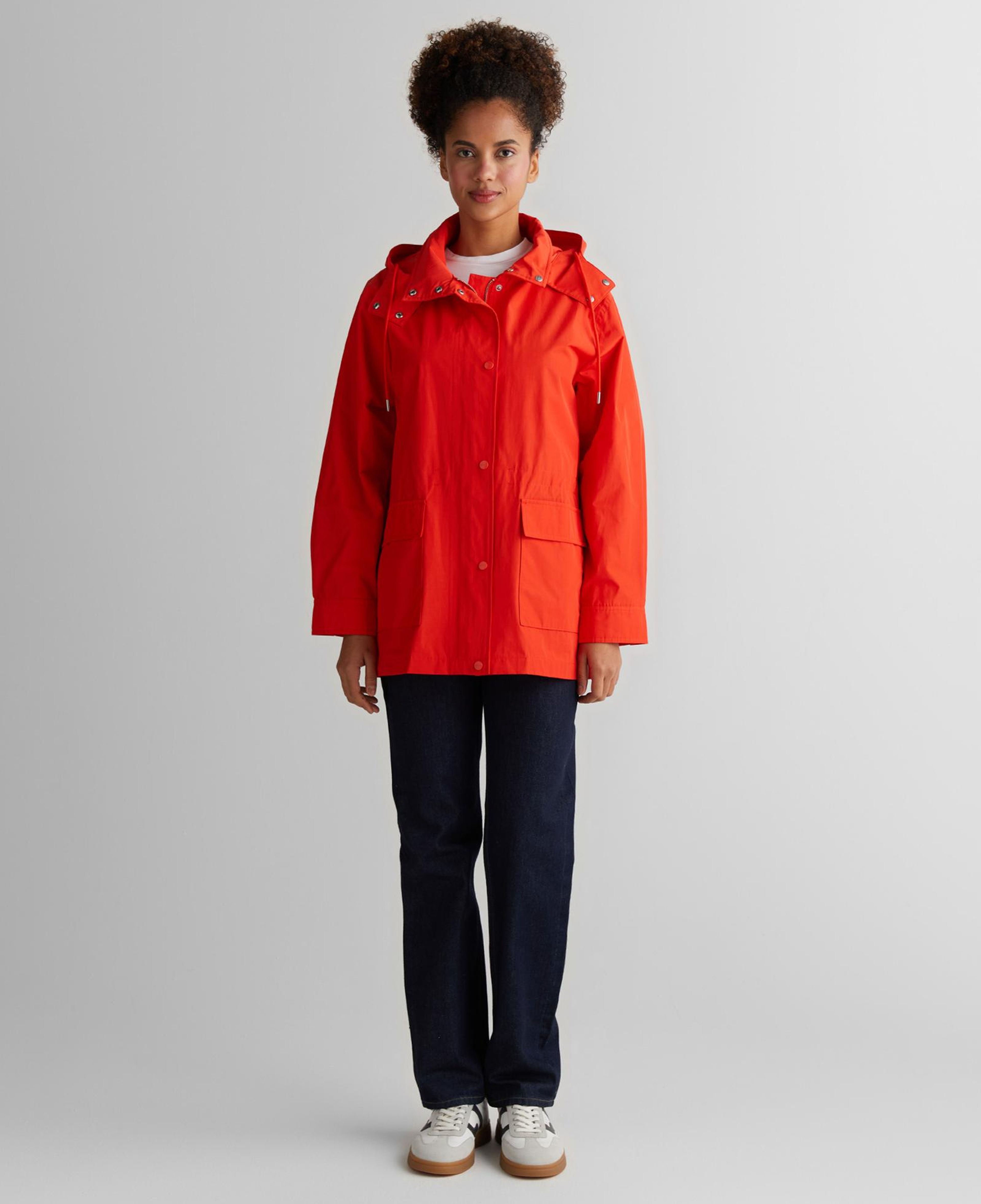 GANT Kadın Turuncu Relaxed Fit Kapüşonlu Yağmurluk