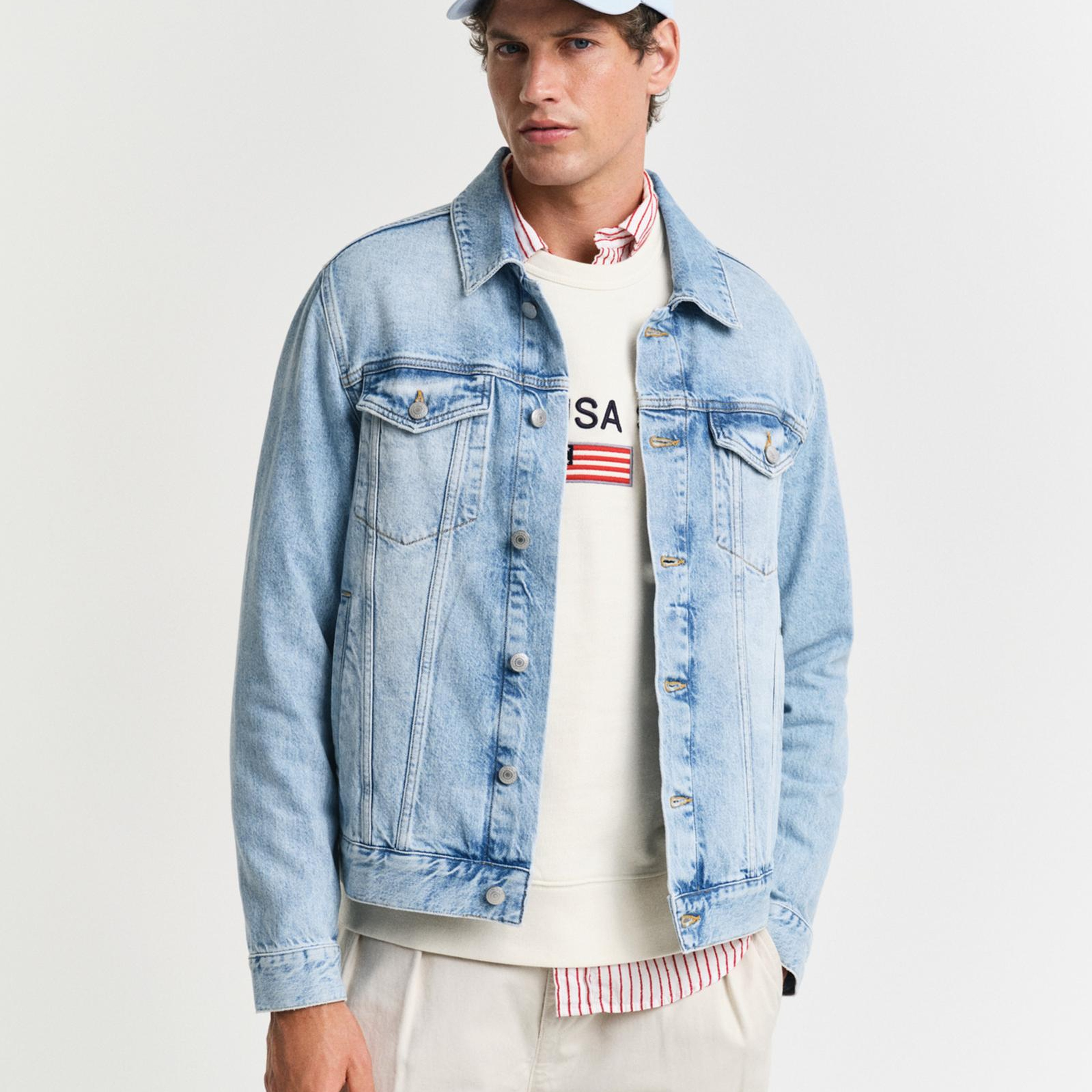 GANT Erkek Mavi Regular Fit Klasik Yaka Denim Ceket