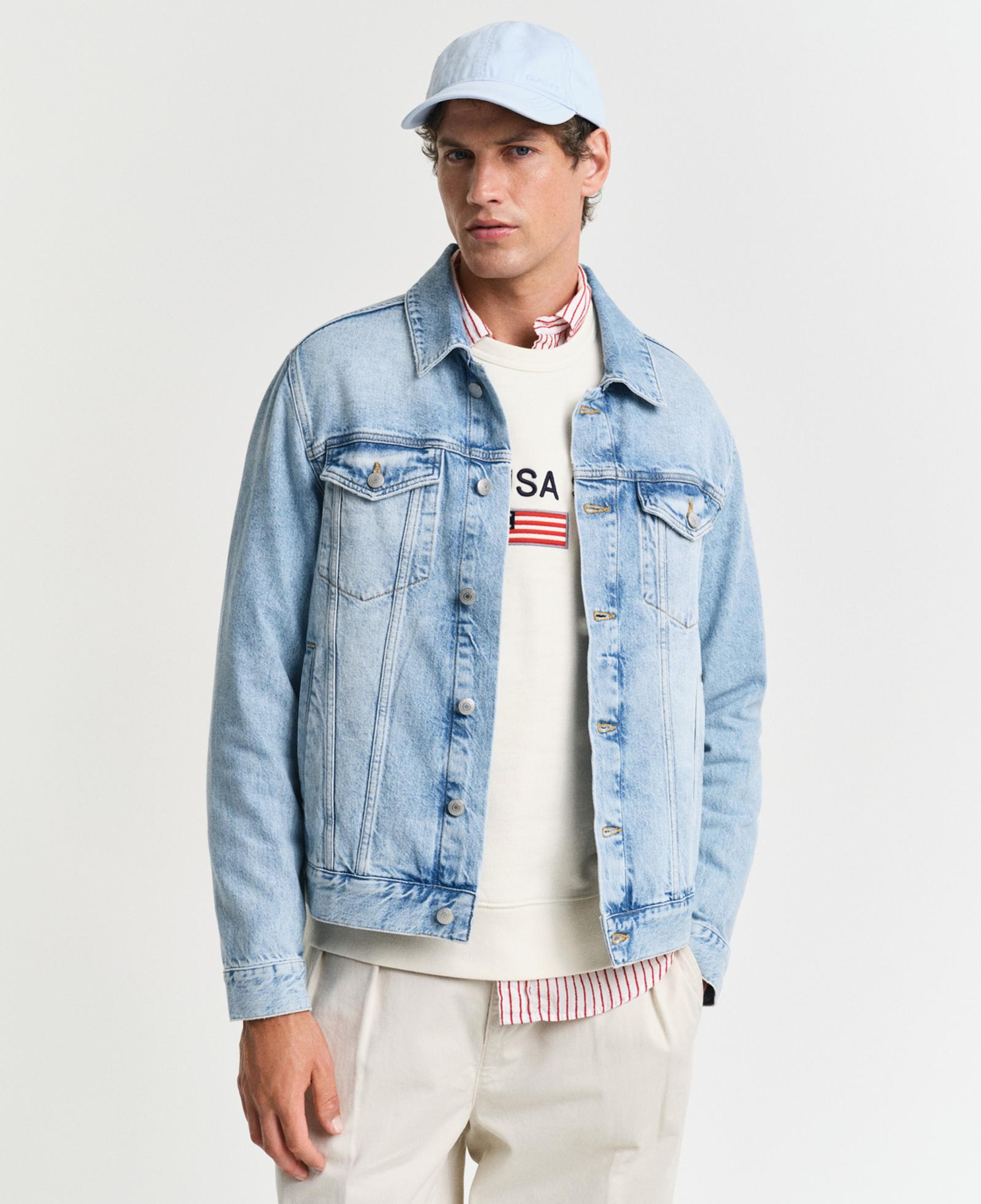 GANT Erkek Mavi Regular Fit Klasik Yaka Denim Ceket
