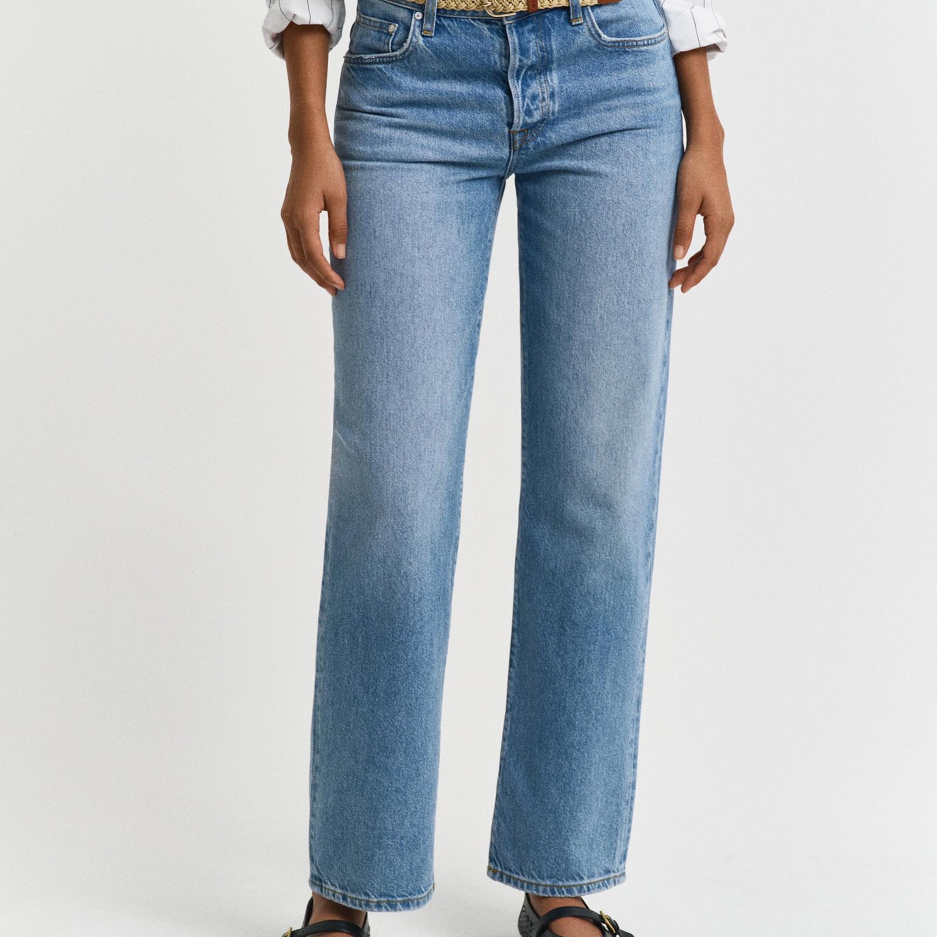 GANT Kadın Mavi Straight Fit Pantolon