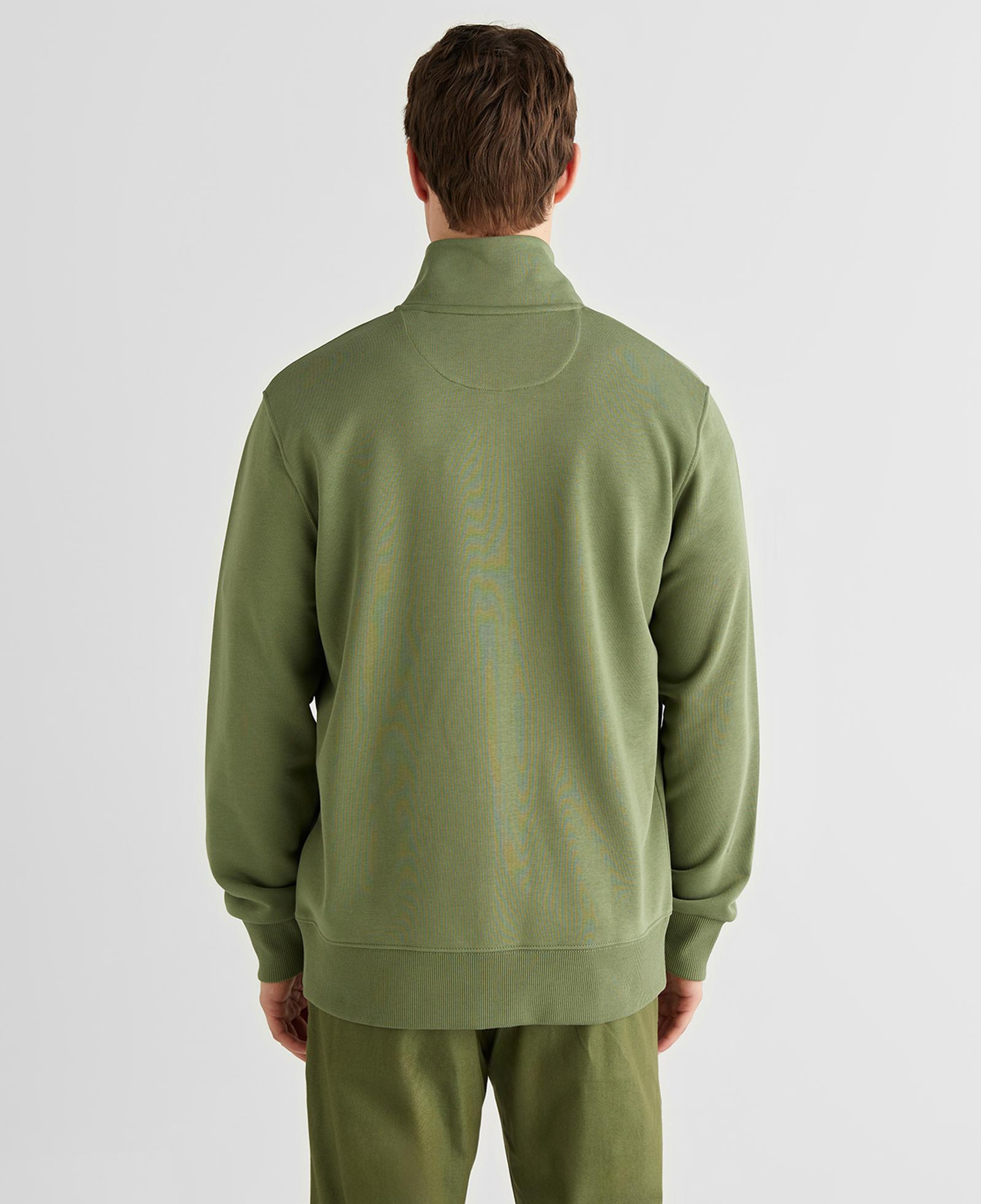 GANT Erkek Yeşil Fermuarlı Logolu Sweatshirt