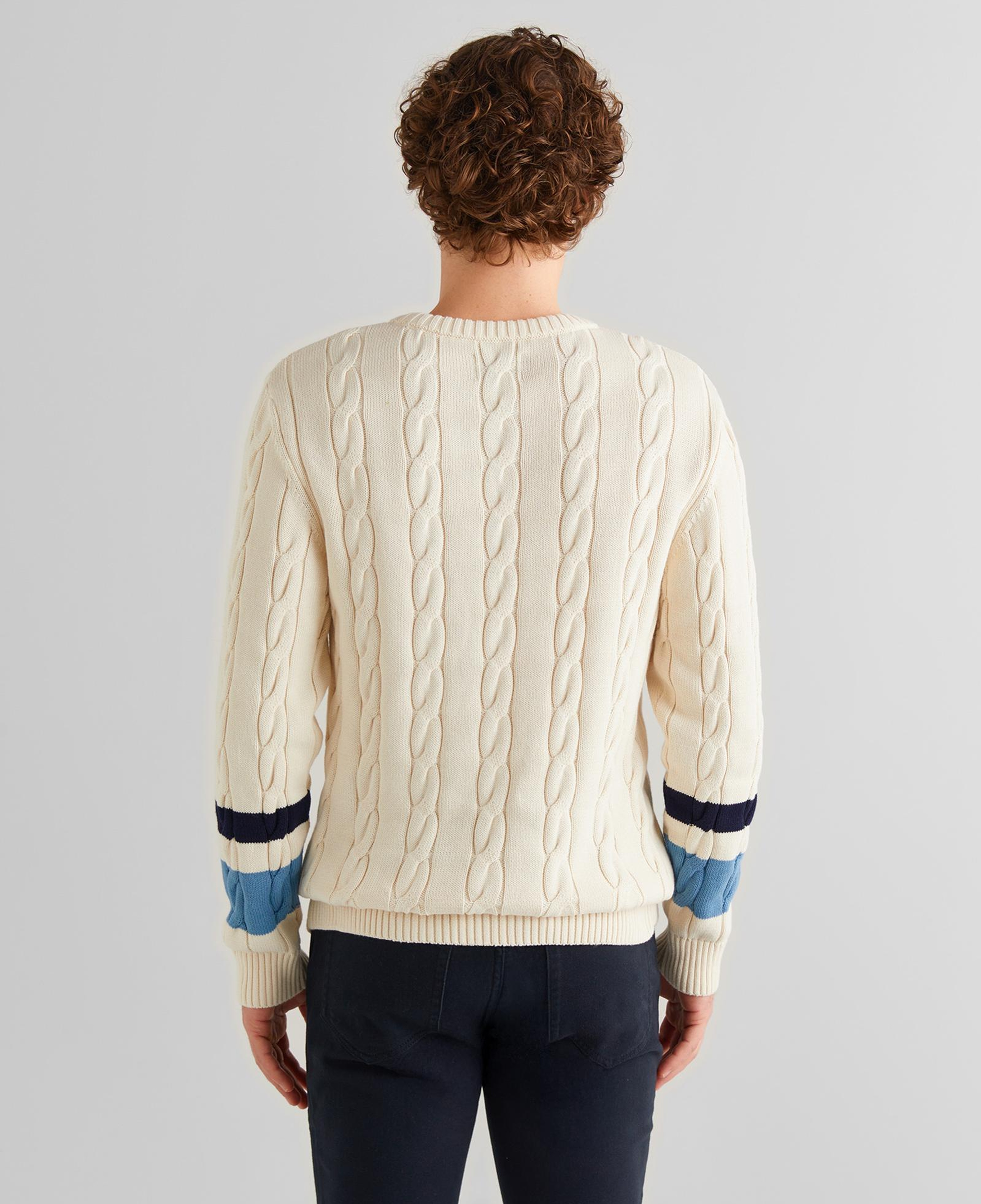 GANT Erkek Krem Relaxed Fit Bisiklet Yaka Renk Bloklu Örgü Kazak