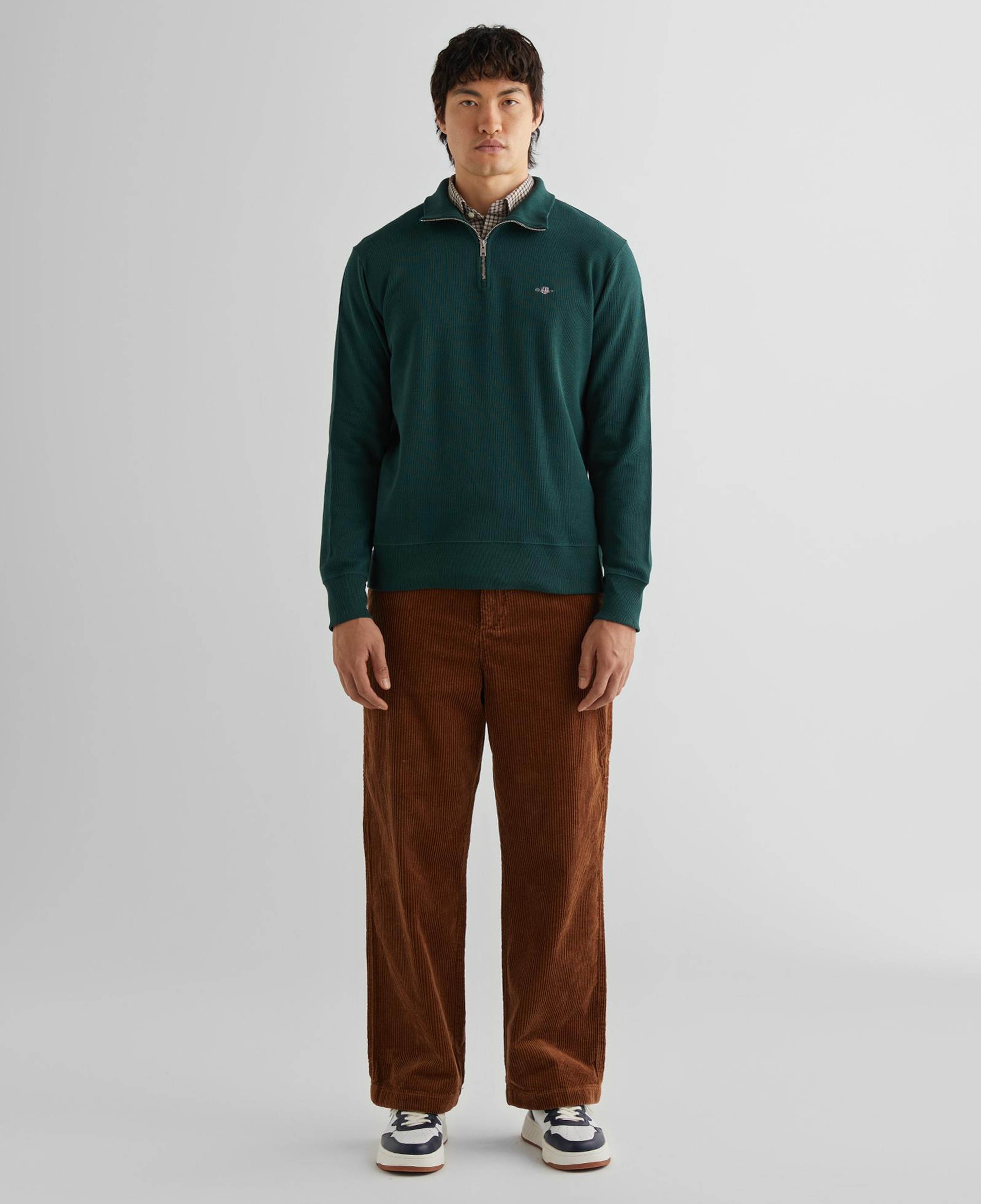 GANT Erkek Yeşil Regular Fit Yarım Fermuarlı Sweatshirt