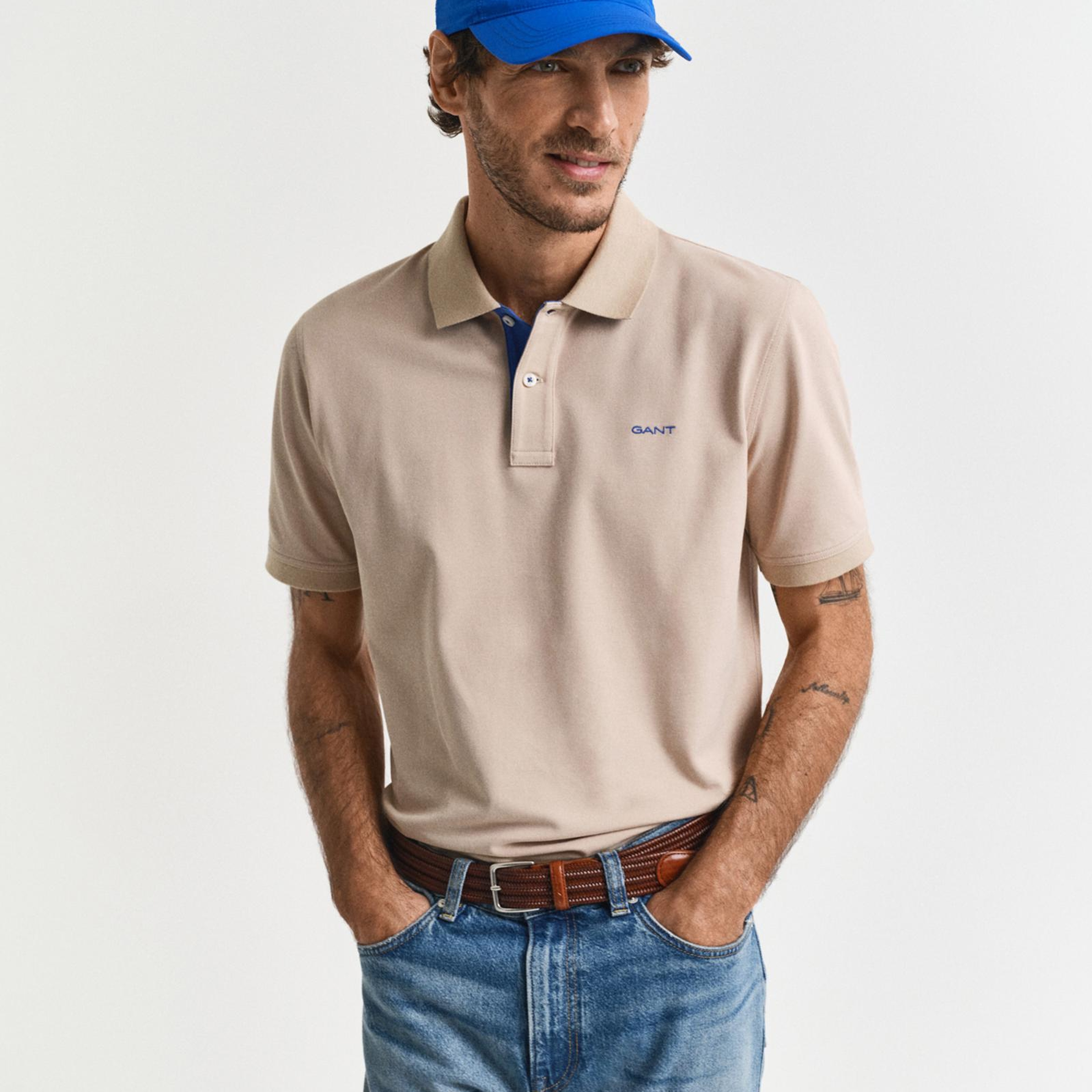 GANT Erkek Bej Regular Fit Polo