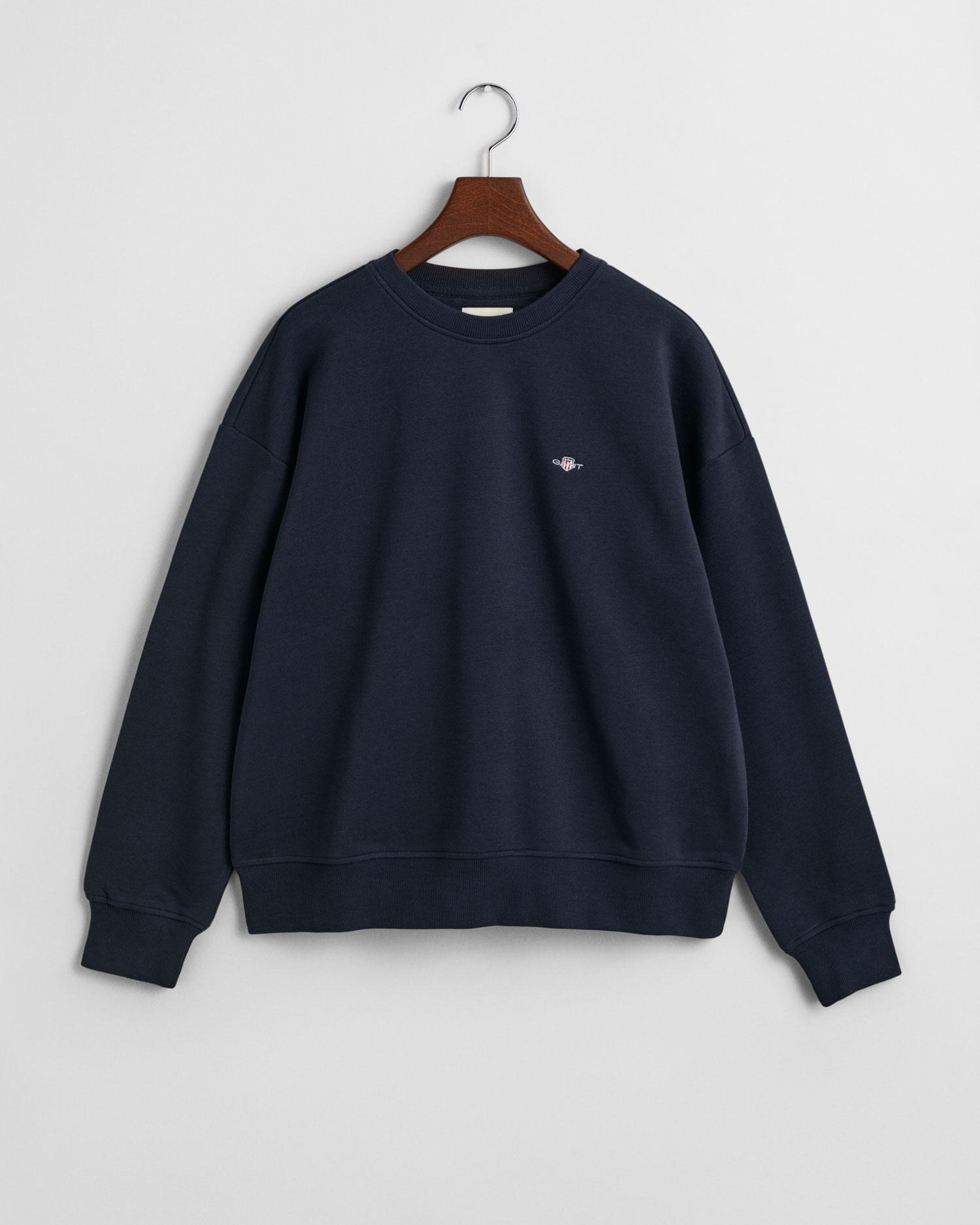 GANT Kadın Lacivert Relaxed Fit Bisiklet Yaka Sweatshirt