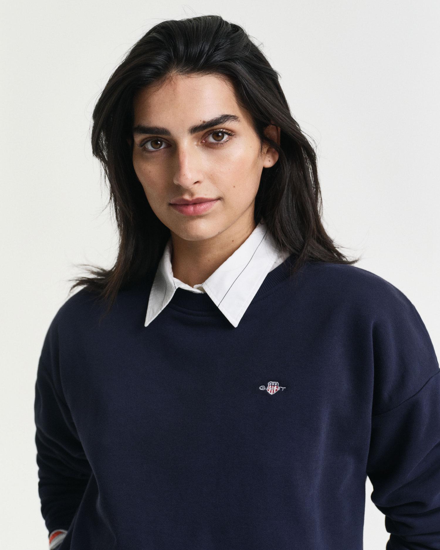 GANT Kadın Lacivert Relaxed Fit Bisiklet Yaka Sweatshirt