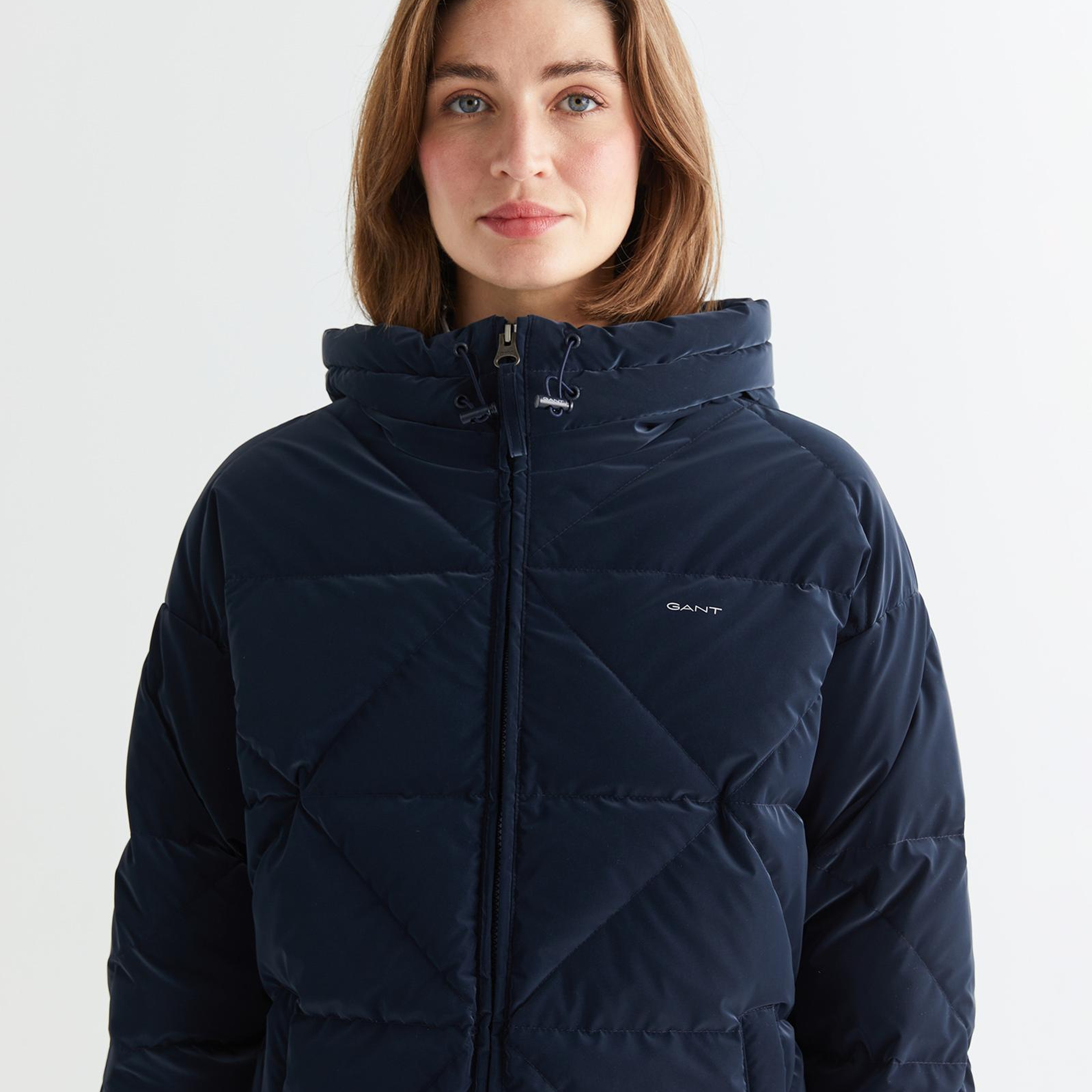 GANT Kadın Lacivert Kapüşonlu Kapitone Mont