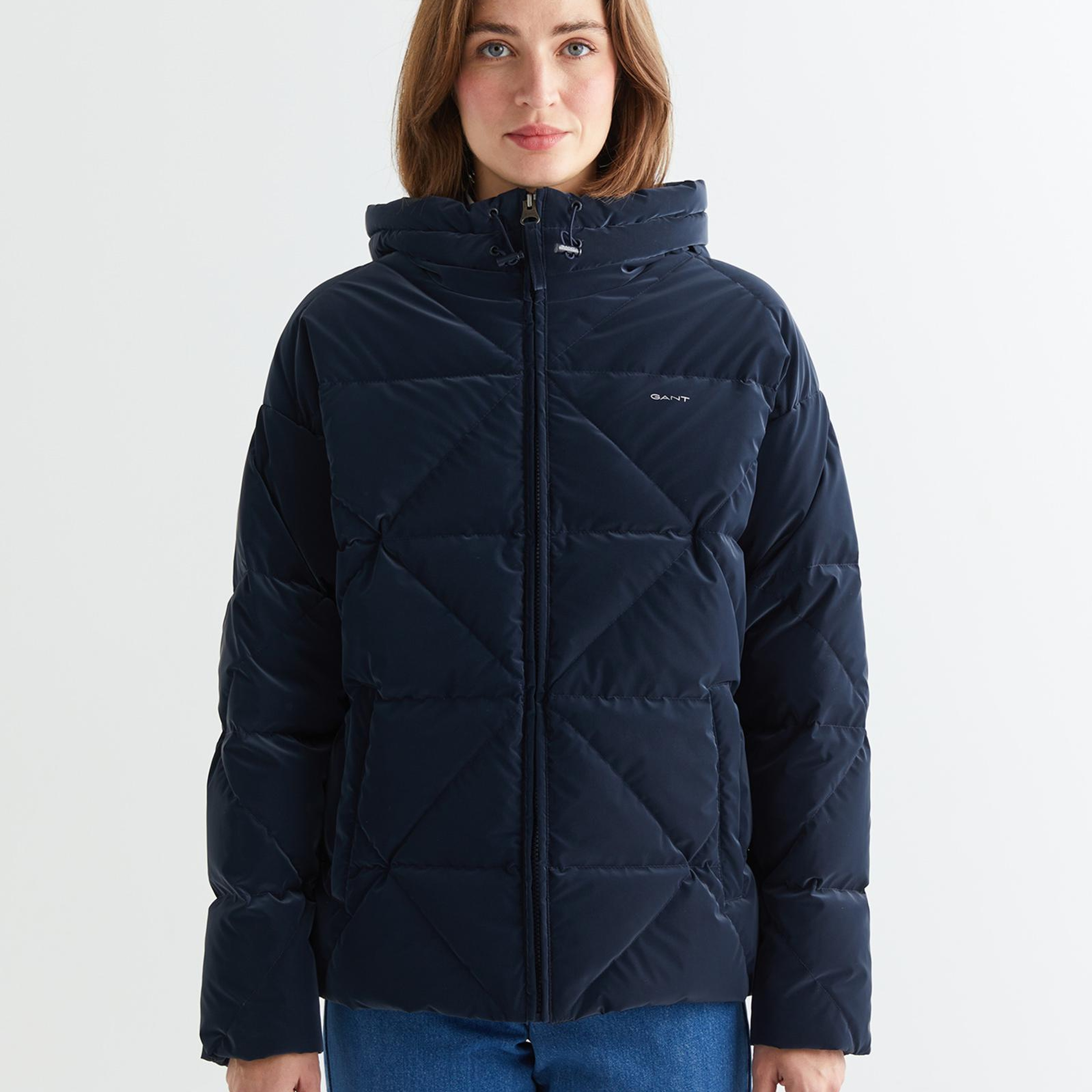 GANT Kadın Lacivert Kapüşonlu Kapitone Mont
