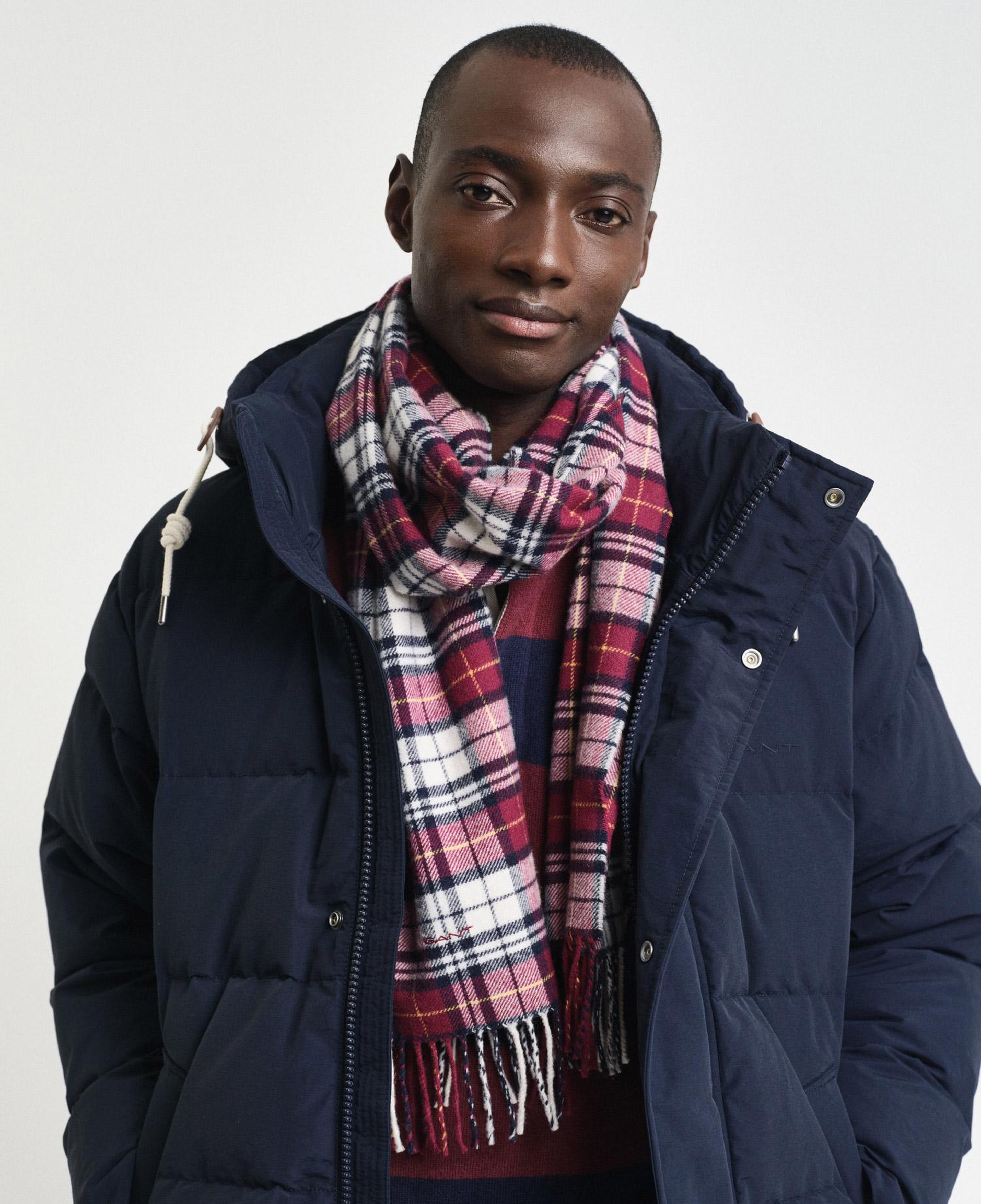 GANT Unisex Bordo Kareli Yün Atkı