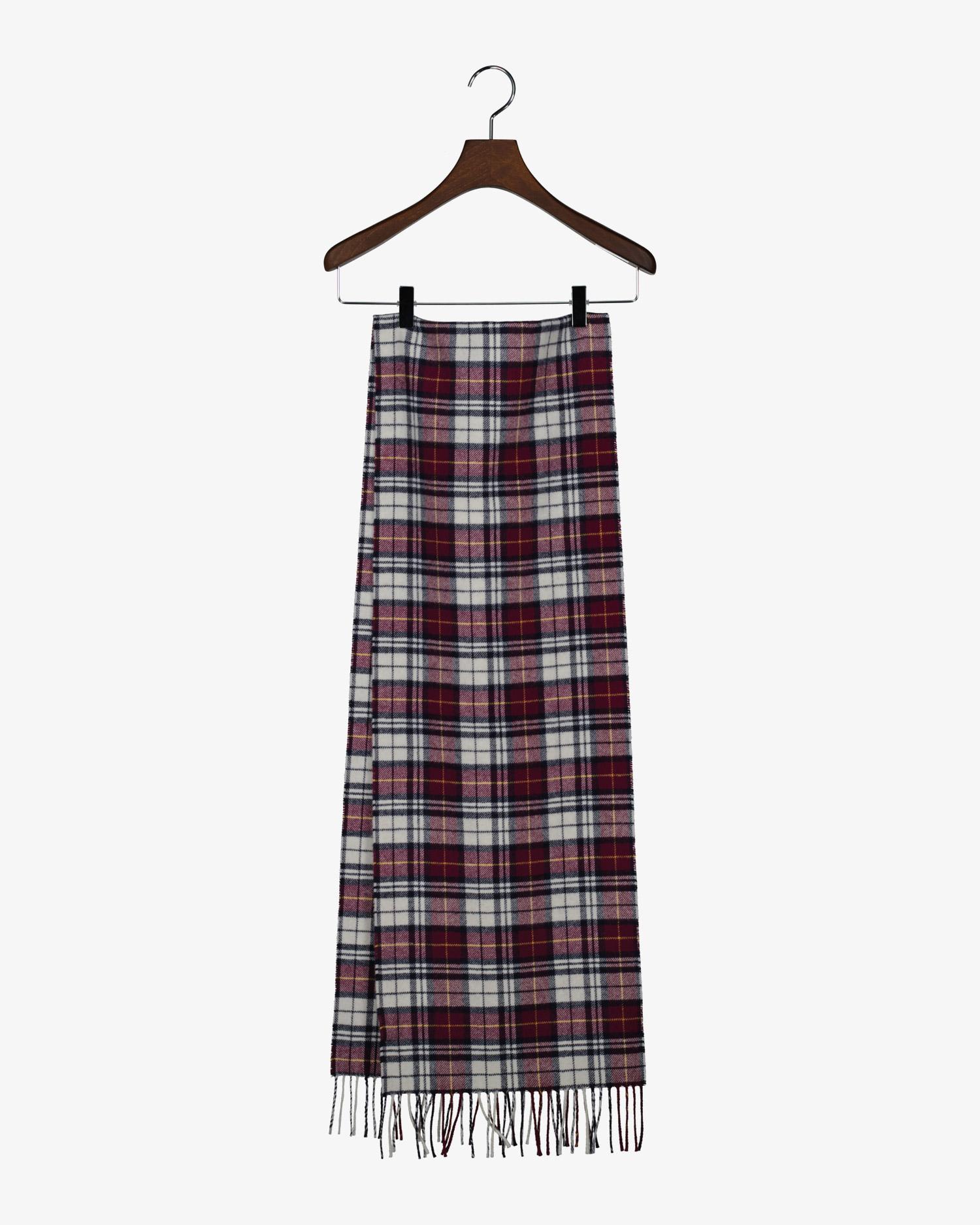 GANT Unisex Bordo Kareli Yün Atkı