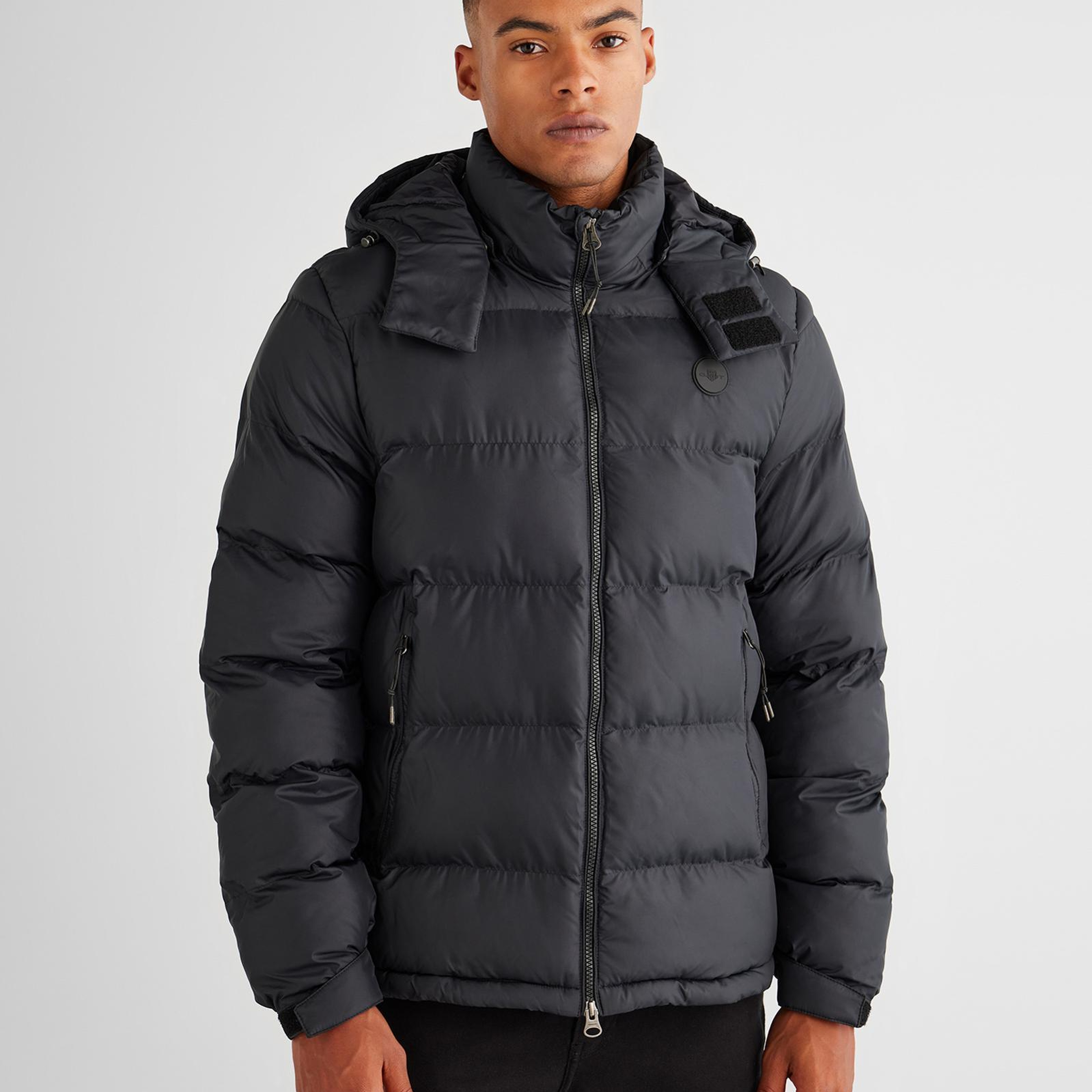 GANT Erkek Siyah Kapüşonlu Mont