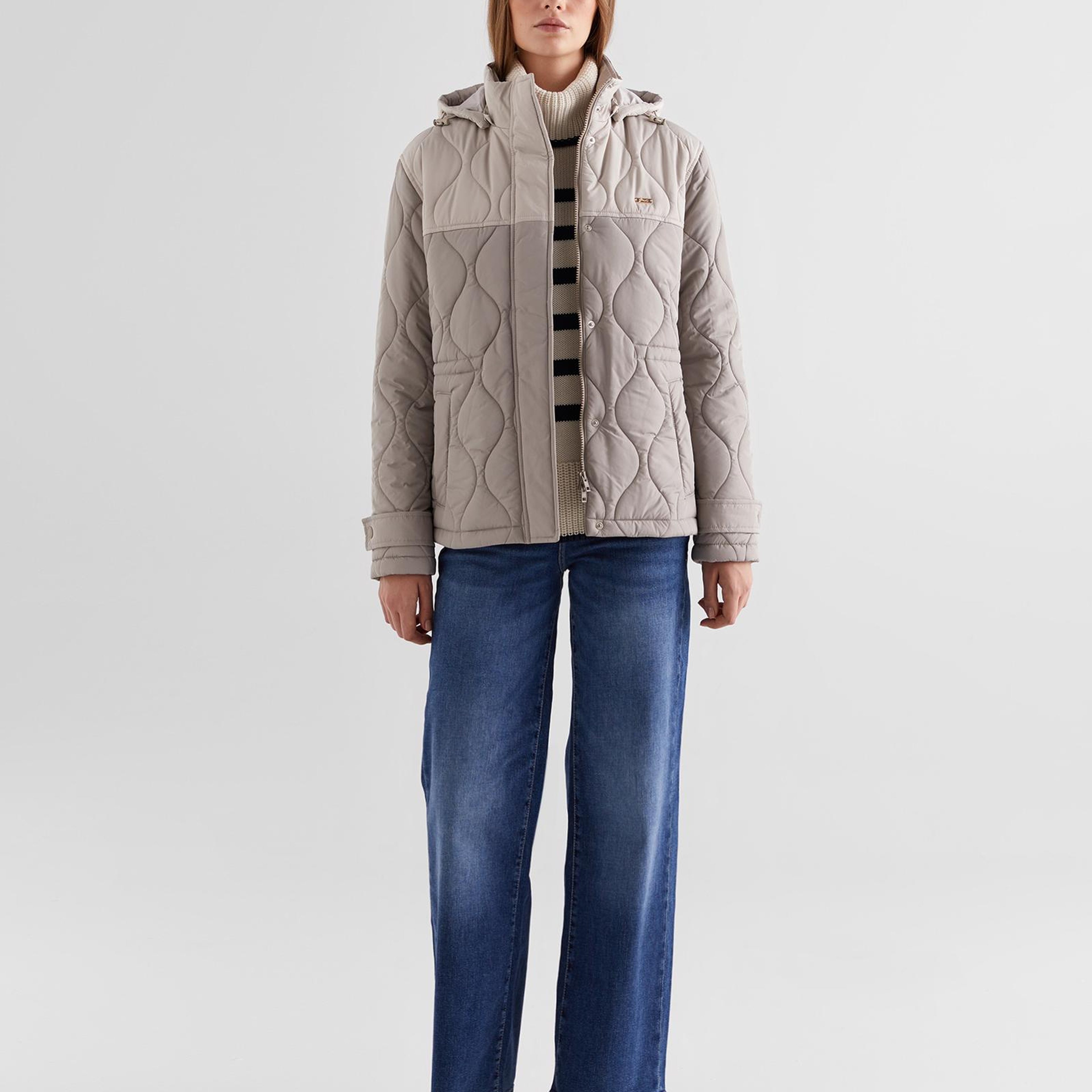 GANT Kadın Bej Kapüşonlu Kapitone Mont