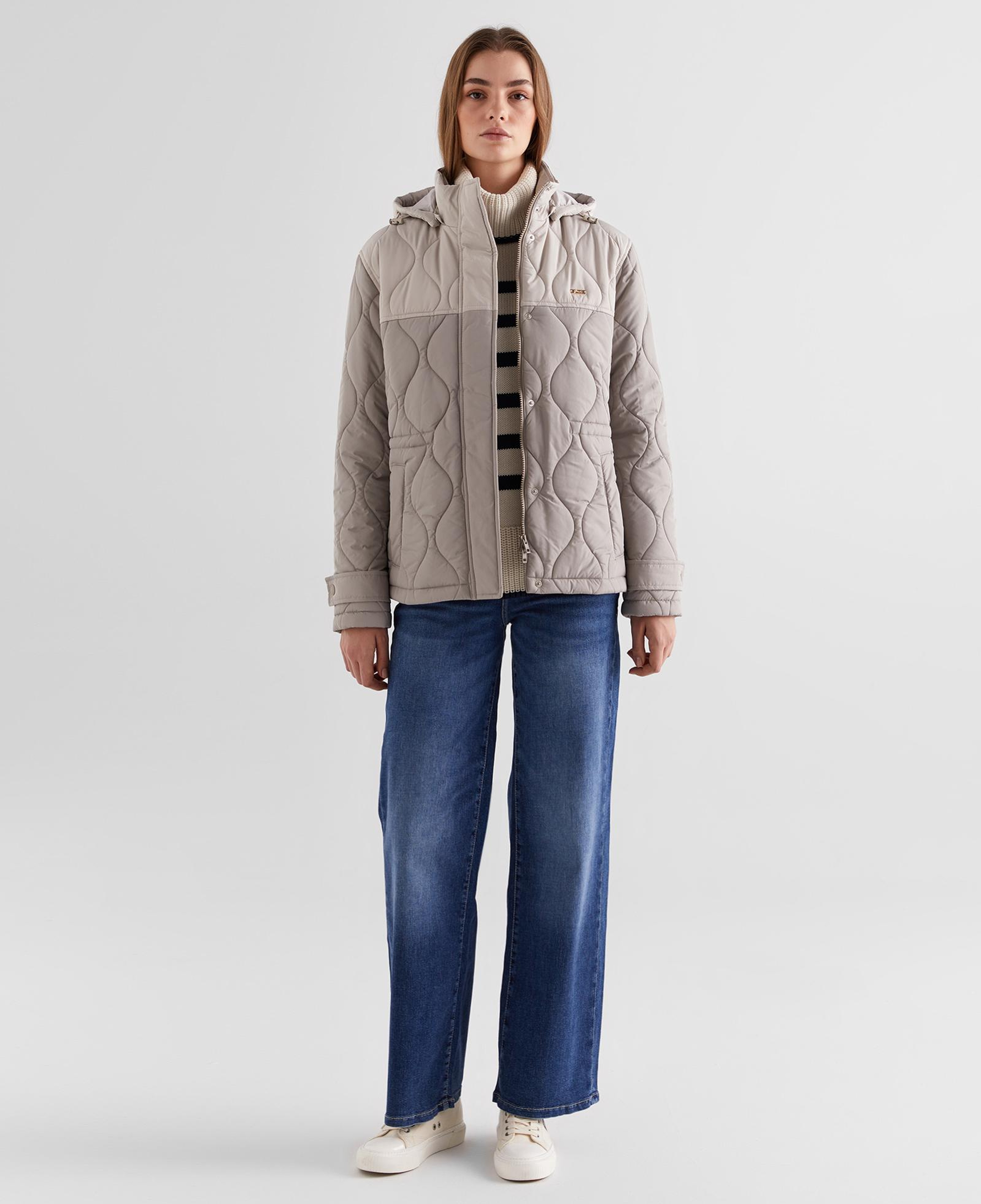 GANT Kadın Bej Kapüşonlu Kapitone Mont